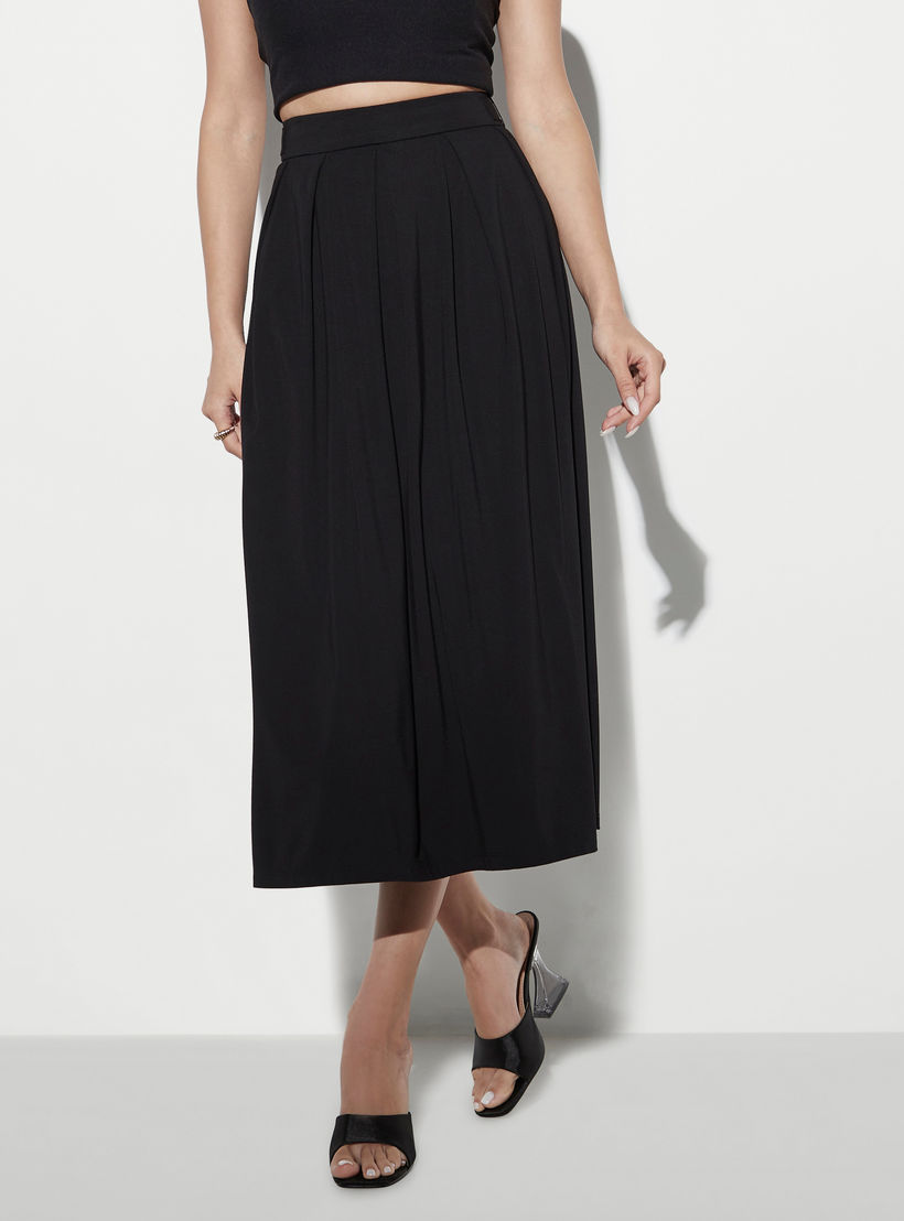 تنورة ميدي إيه لاين بكشكش وإبزيم وسحّاب إغلاق-women-clothing-bottoms-skirts-image-1