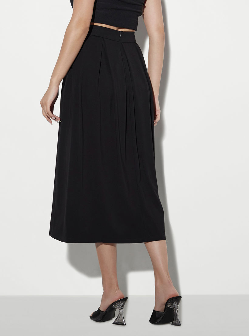 تنورة ميدي إيه لاين بكشكش وإبزيم وسحّاب إغلاق-women-clothing-bottoms-skirts-image-3