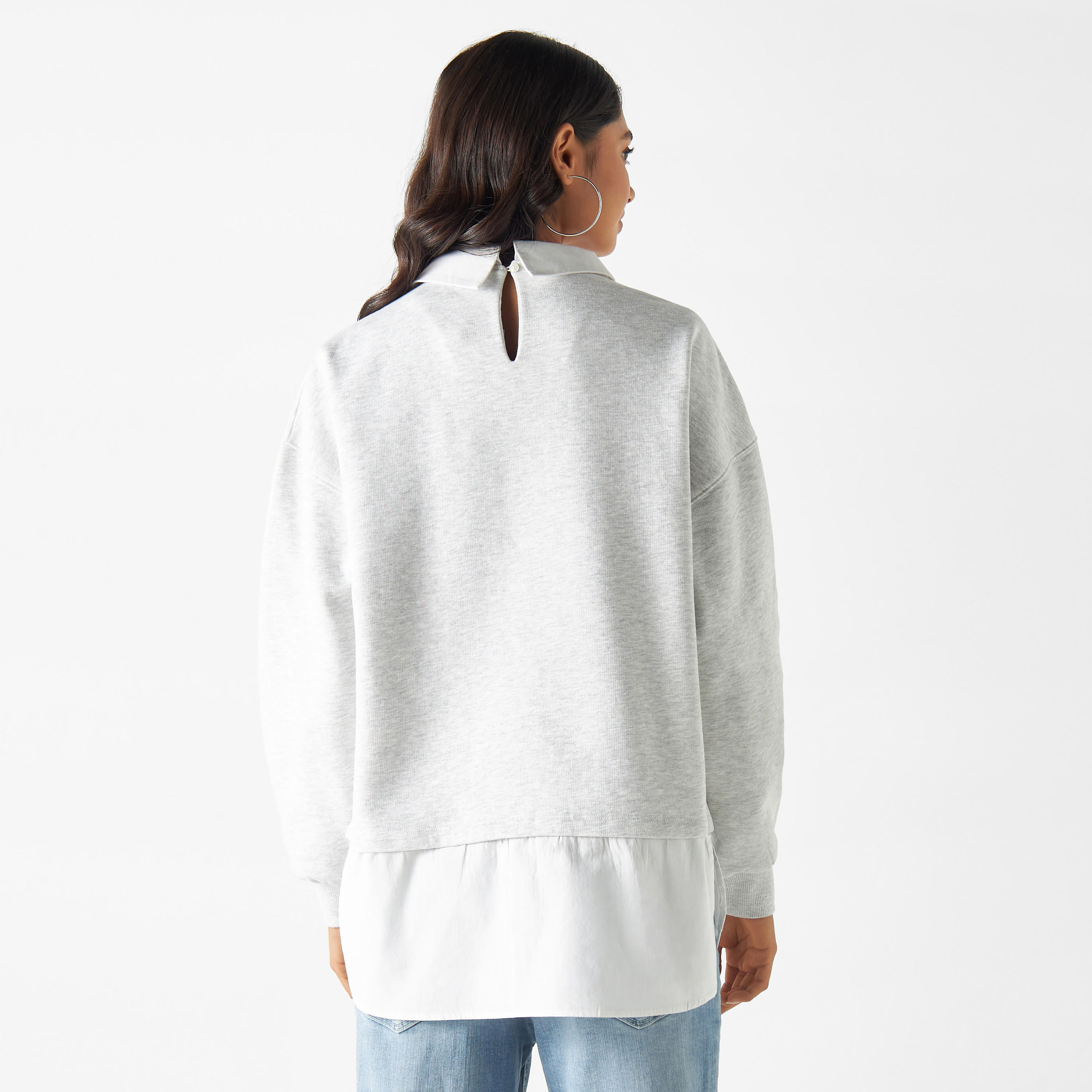 سويت شيرت بولو بأكمام طويلة وزخارف-women-winterwear-hoodiesandsweatshirts-sweatshirts-image-3