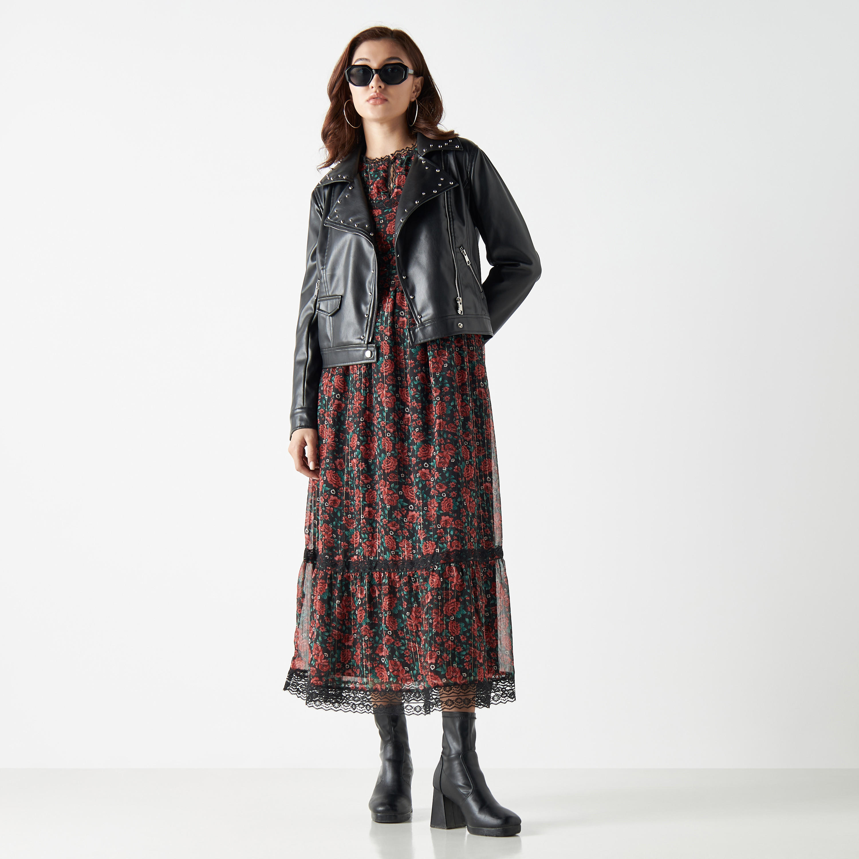 فستان متعدد الطبقات بطبعات أزهار وأكمام طويلة وطبقة شبكية-women-clothing-dresses-image-2