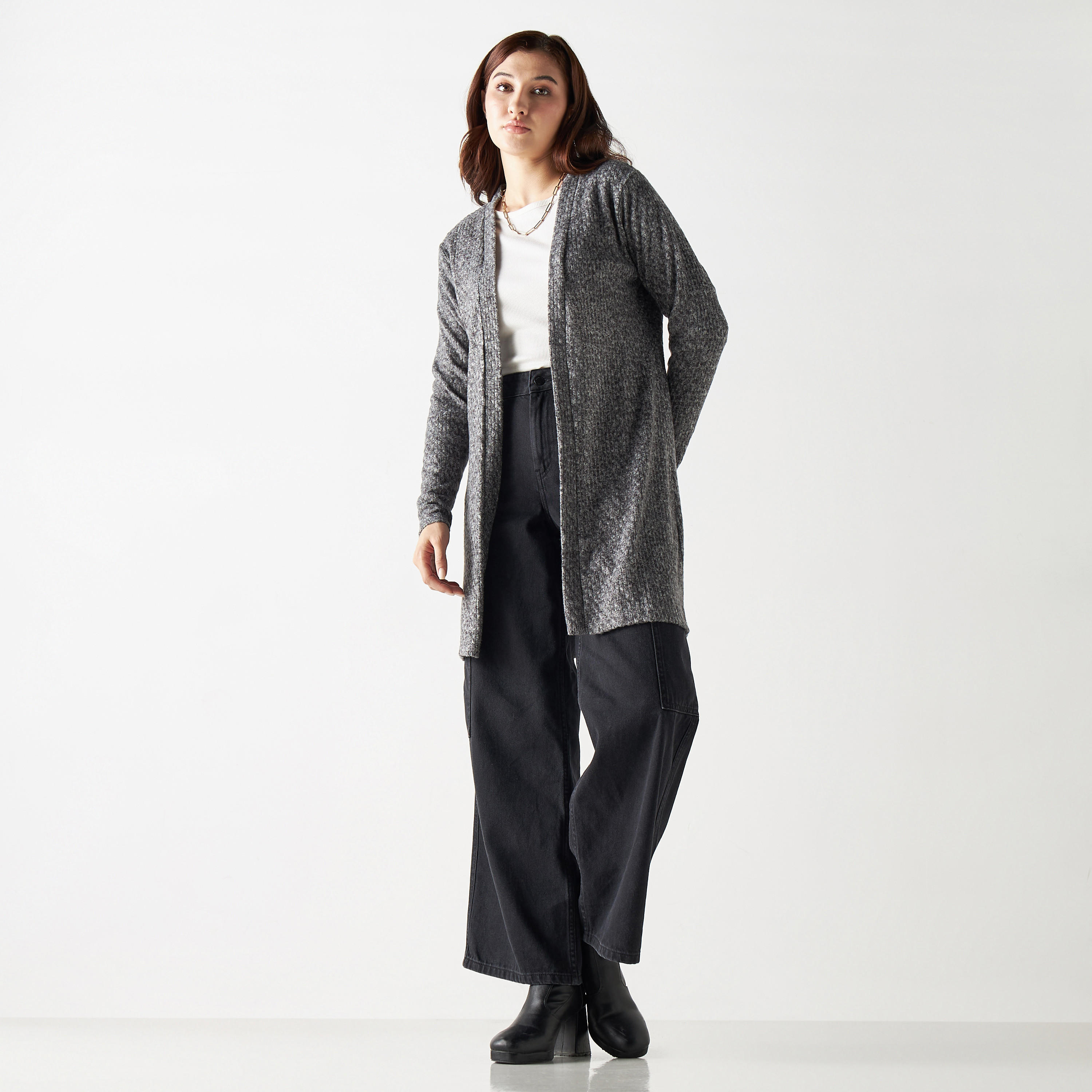 سترة طويلة مضلعة بمقدمة مفتوحة-women-winterwear-cardigansandjumpers-cardigans-image-2