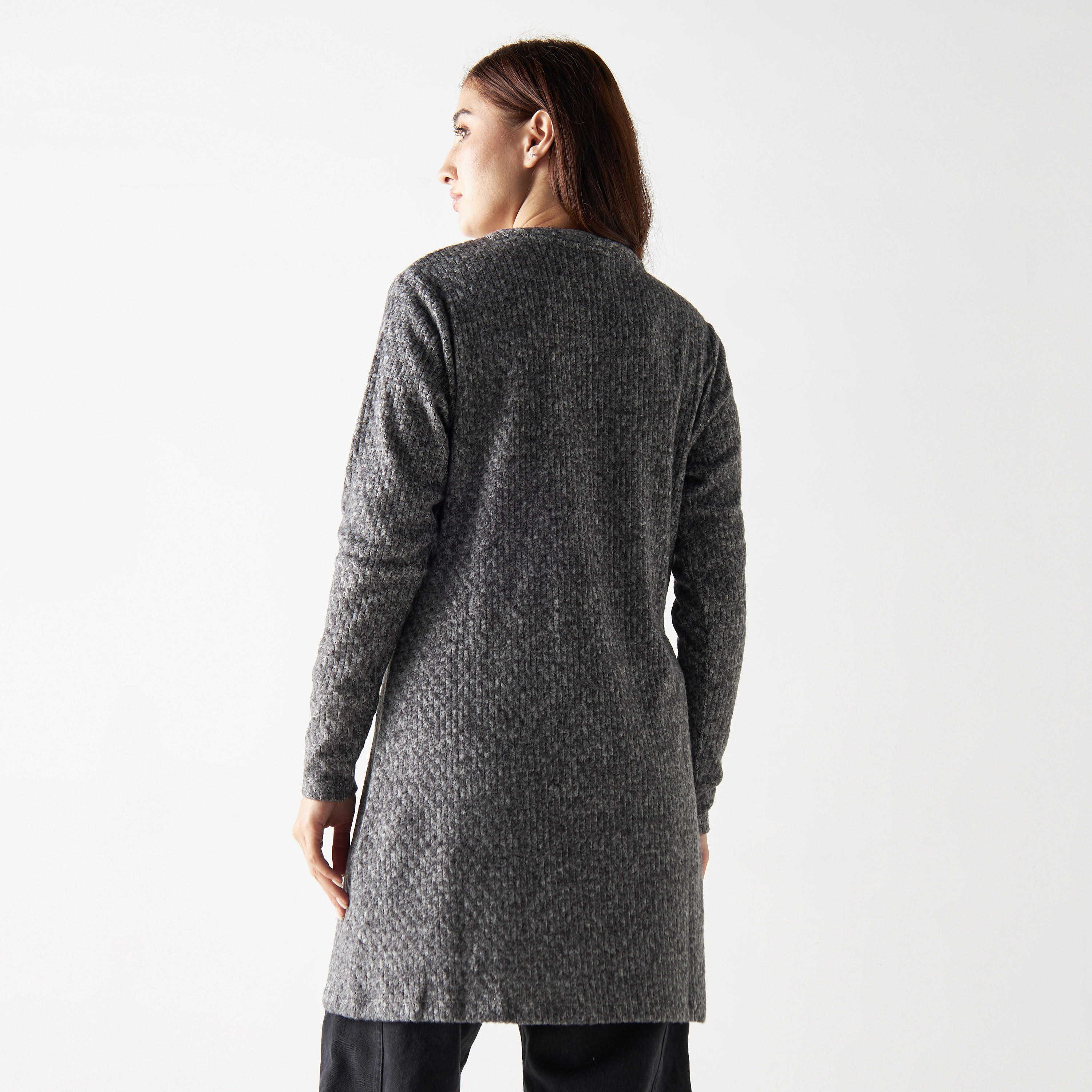 سترة طويلة مضلعة بمقدمة مفتوحة-women-winterwear-cardigansandjumpers-cardigans-image-3