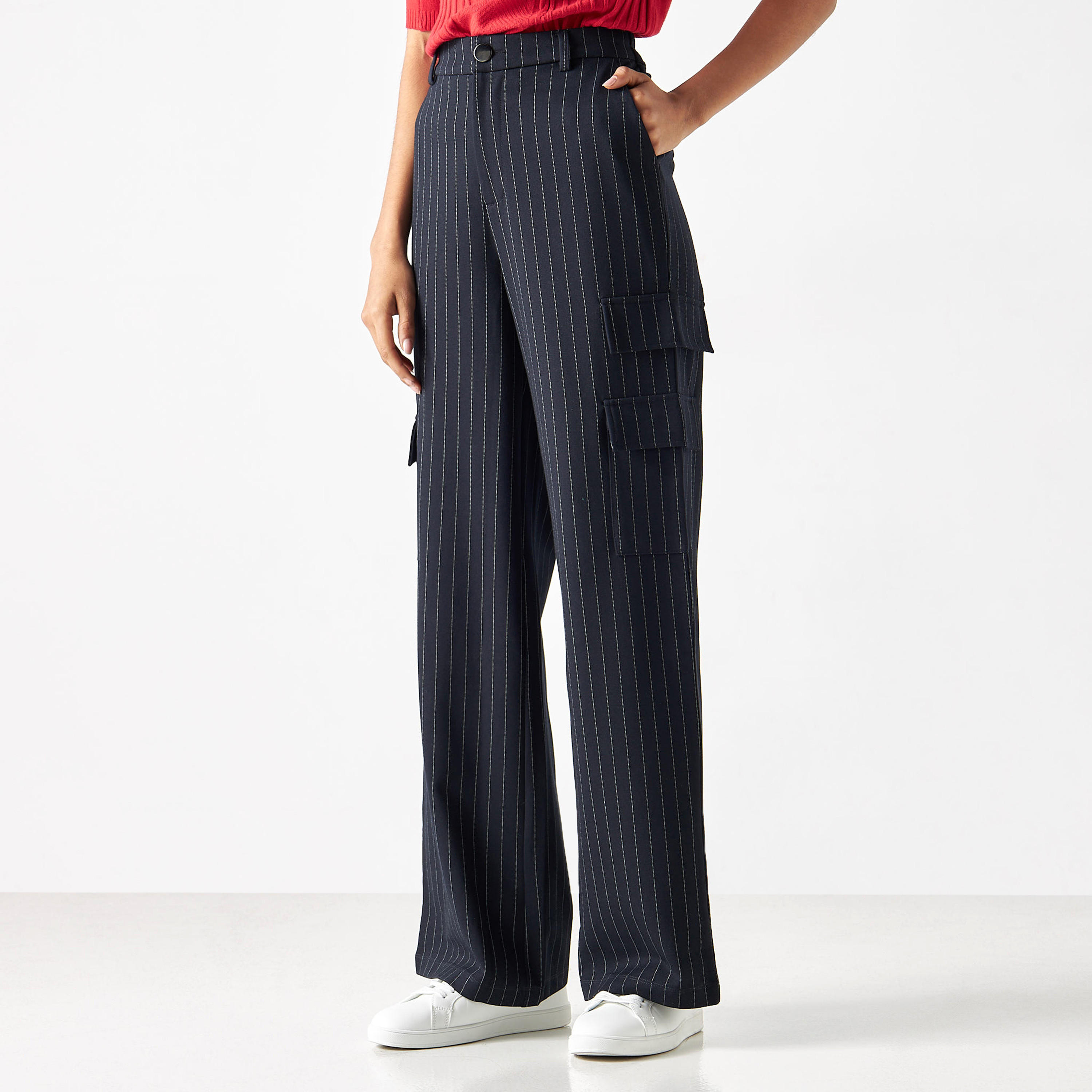 بنطلون كارجو واسع الساقين بقصة مريحة-women-clothing-bottoms-trousers-image-1