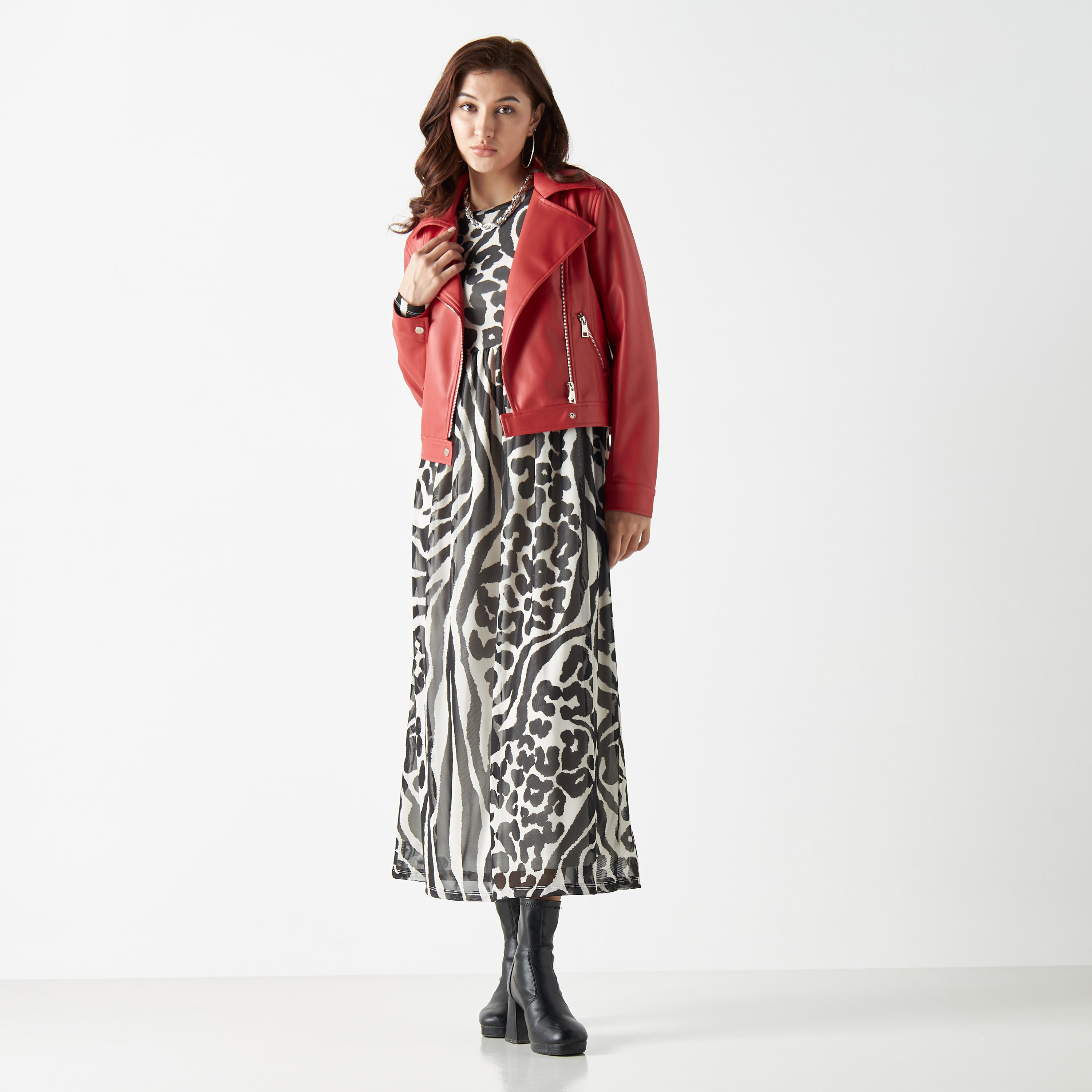 فستان ميدي إيه لاين بياقة مستديرة وأكمام طويلة وطبعات-women-clothing-dresses-image-2