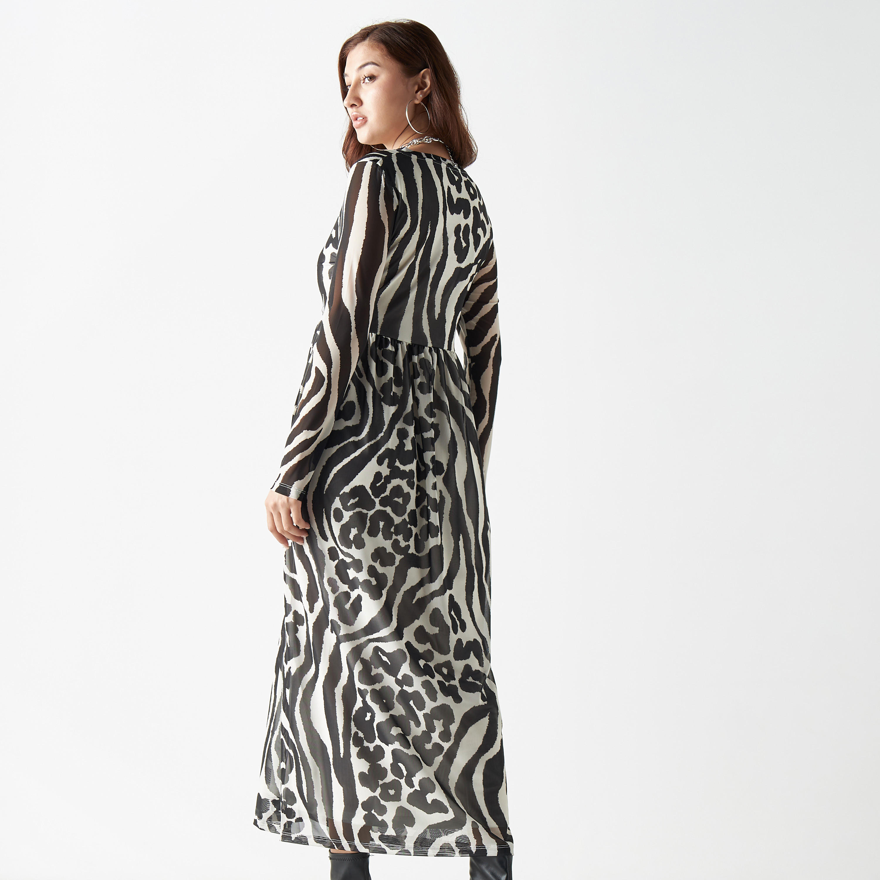 فستان ميدي إيه لاين بياقة مستديرة وأكمام طويلة وطبعات-women-clothing-dresses-image-3