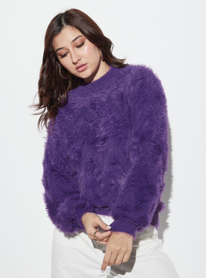 كنزة بارزة الملمس بياقة ضيّقة وأكمام طويلة-women-clothing-cardigansandjumpers-jumpers-image-1