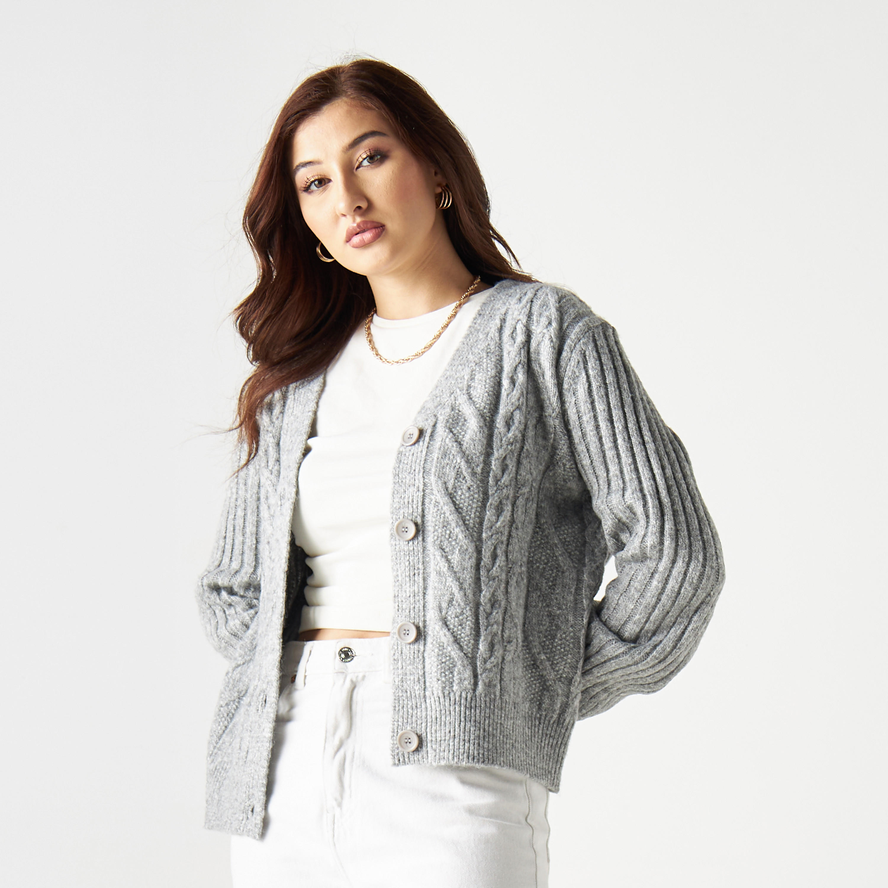كارديجان بأكمام طويلة وأزرار إغلاق-women-winterwear-cardigansandjumpers-cardigans-image-1