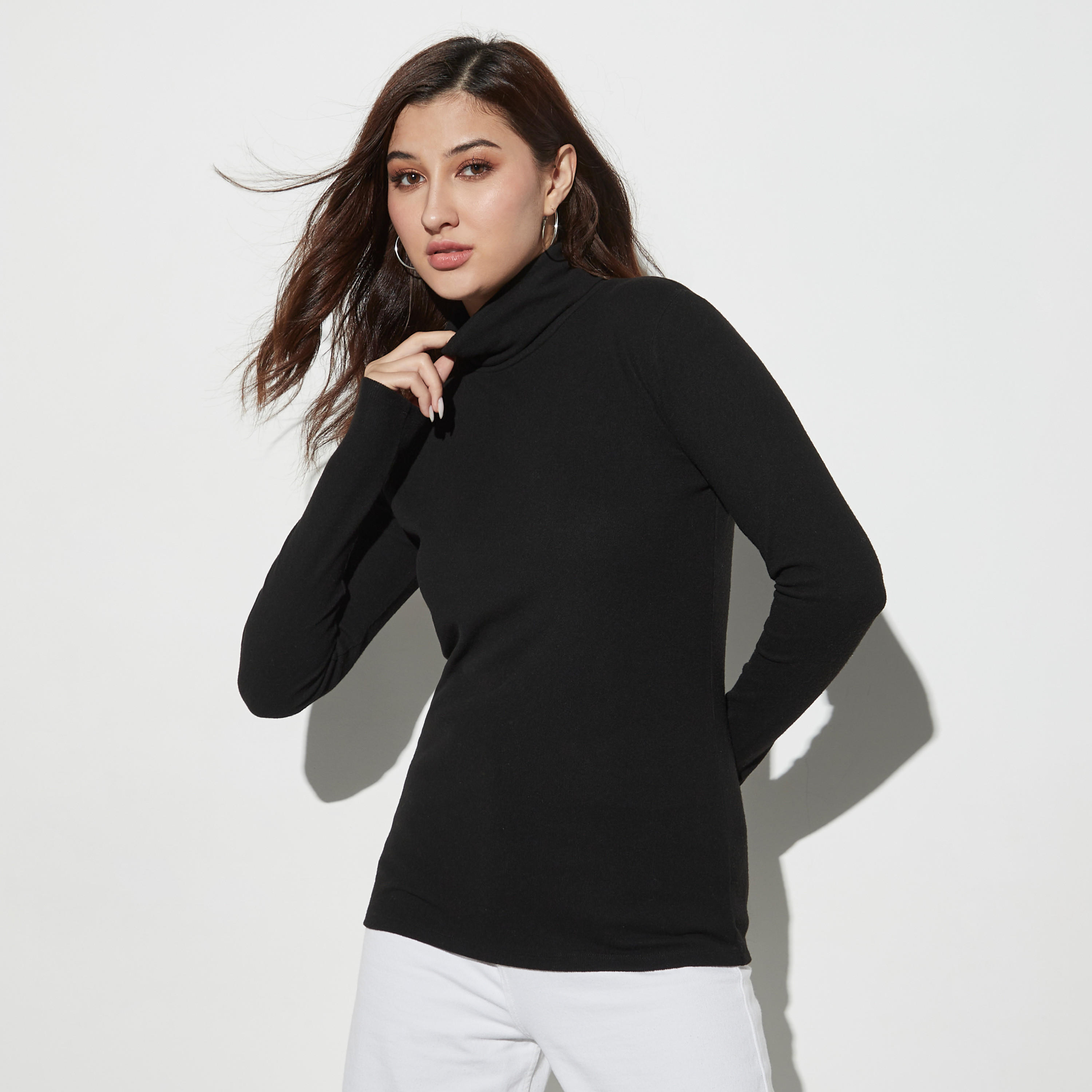 Solid Turtle Neck Top with Long Sleeves-women-clothing-tshirts-image-1