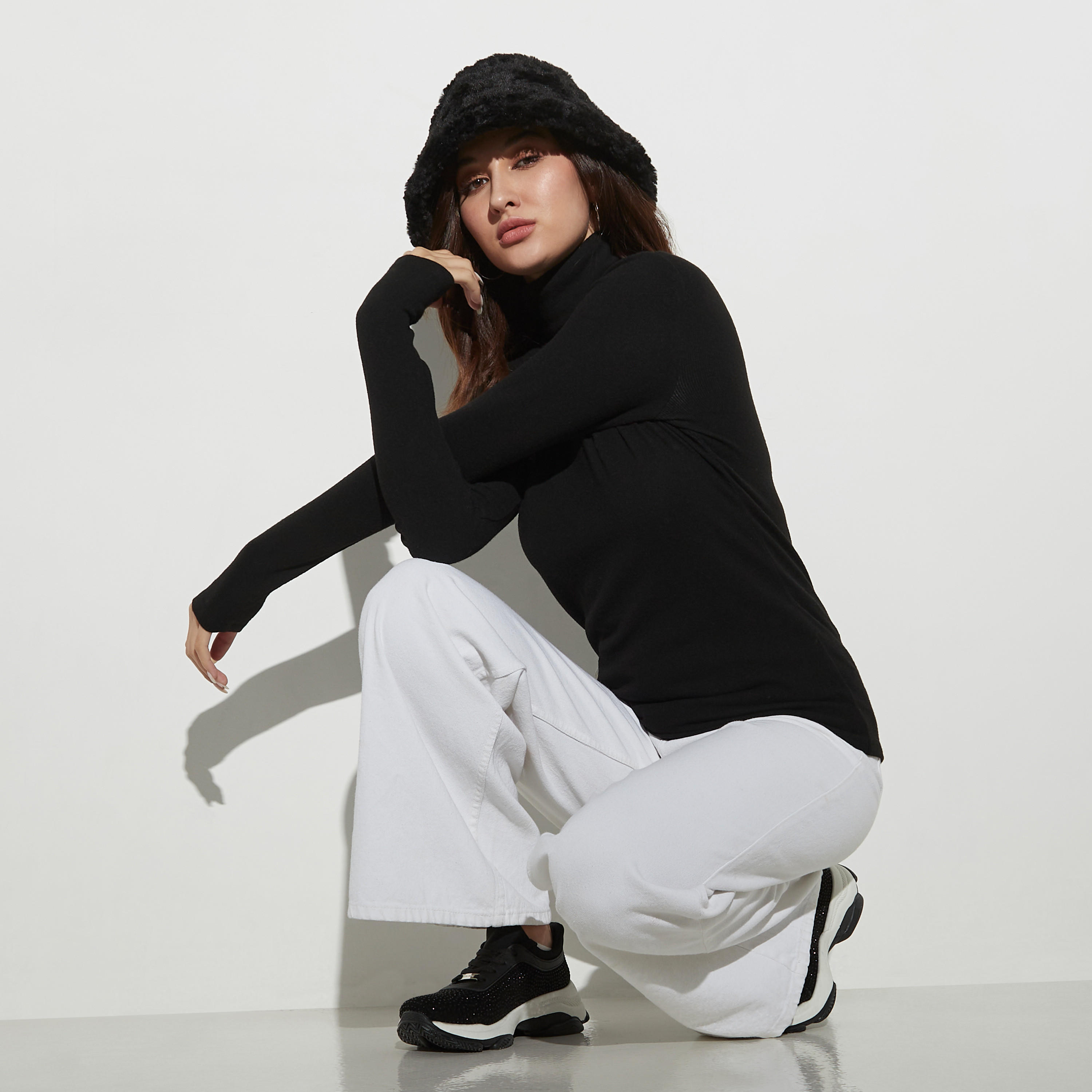 Solid Turtle Neck Top with Long Sleeves-women-clothing-tshirts-image-2