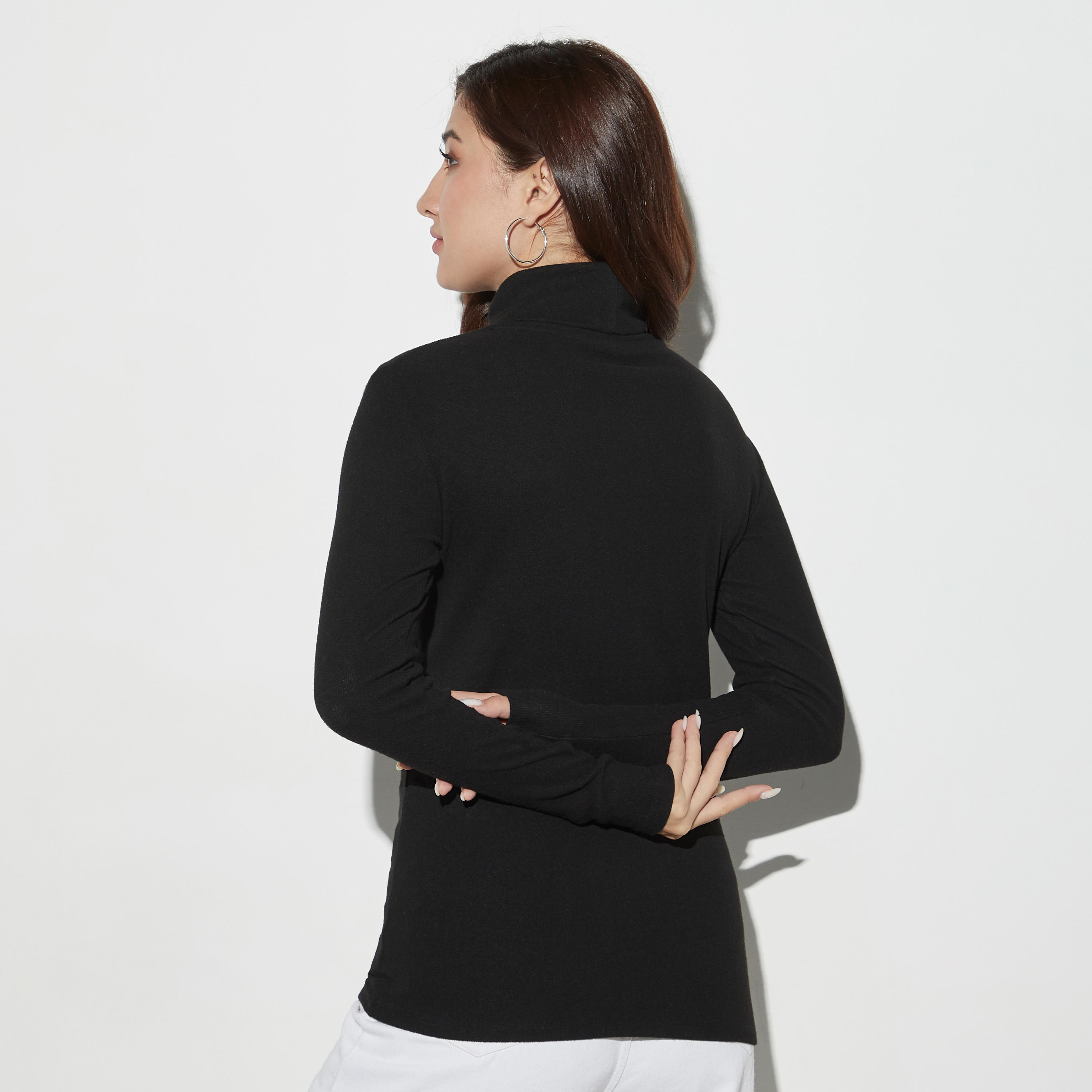 Solid Turtle Neck Top with Long Sleeves-women-clothing-tshirts-image-3