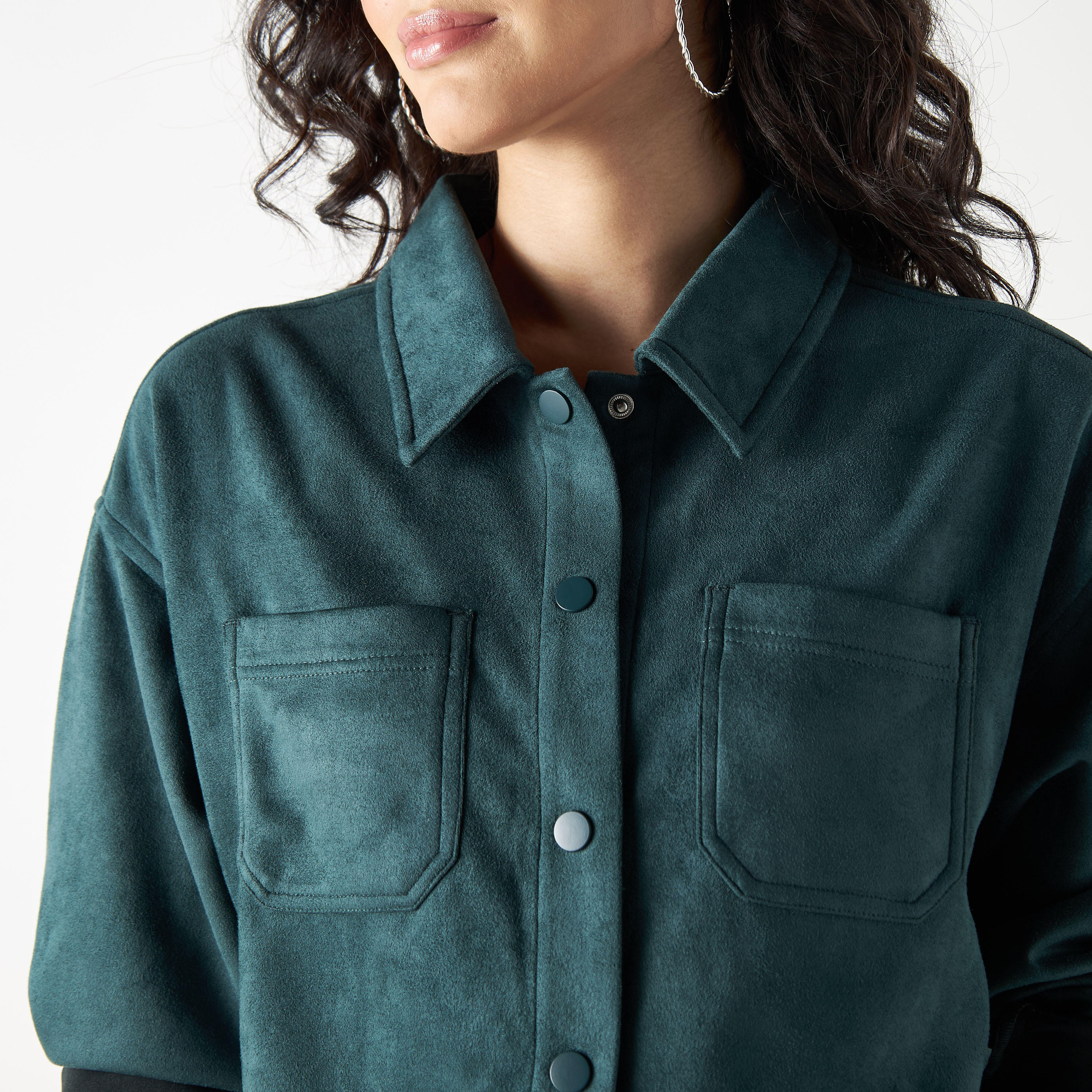 قميص بارز الملمس بأكمام طويلة وجيوب-women-clothing-shirtsandblouses-shirts-image-4