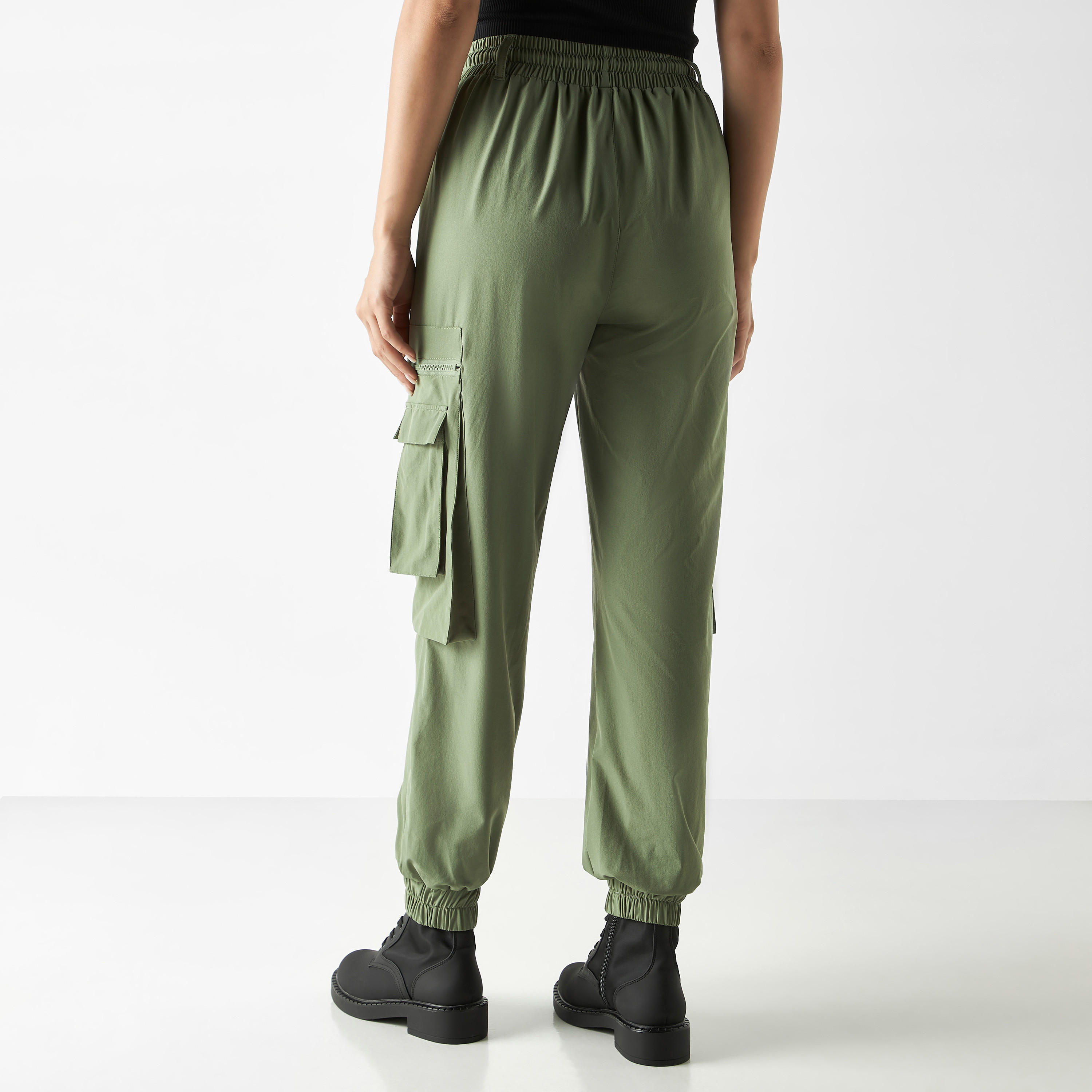 Relaxed Fit Solid Cargo Joggers with Drawstring Closure-women-clothing-bottoms-joggers-image-3