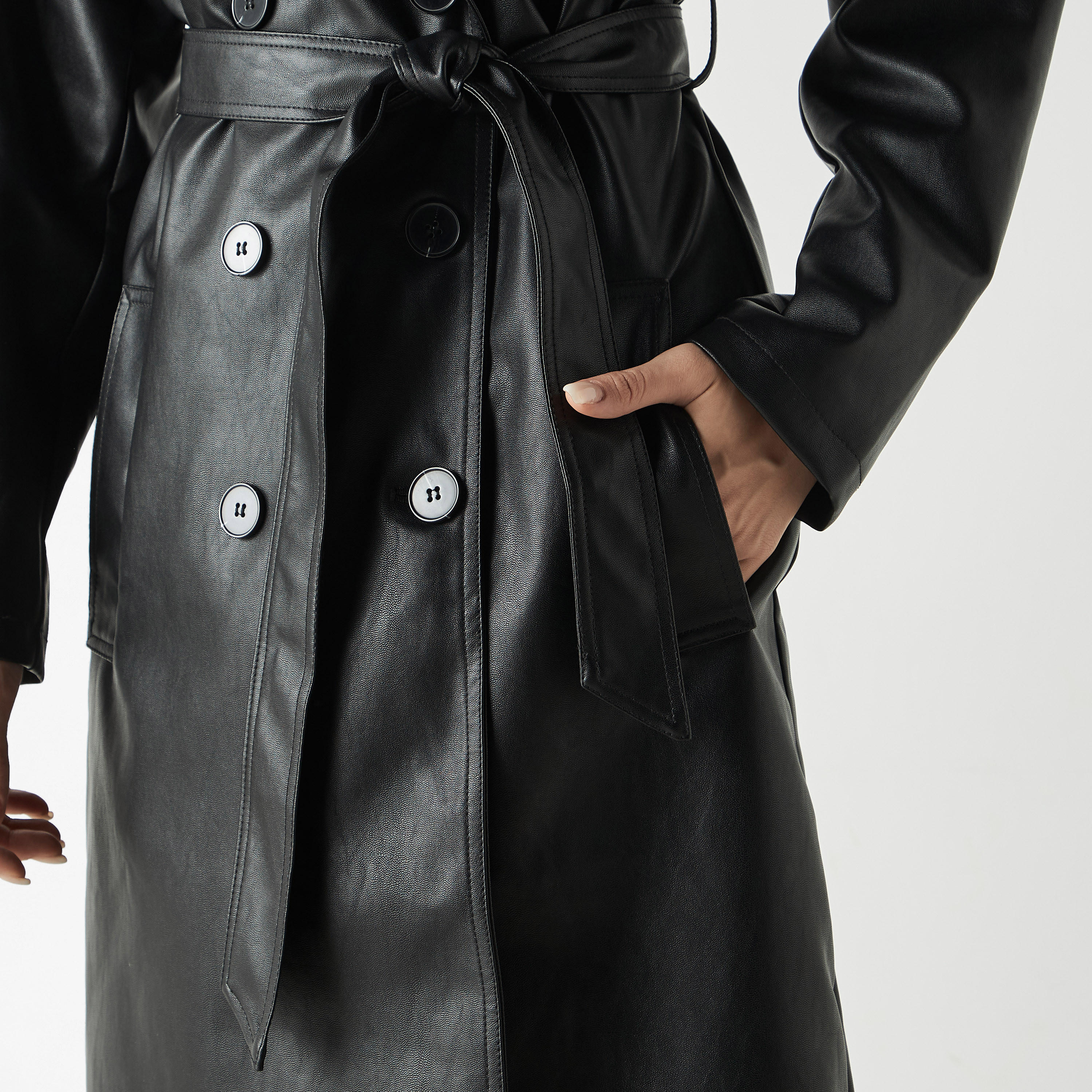 Solid Trench Coat with Notch Lapel and Belt Tie-Ups-women-clothing-coatsandjackets-coats-image-4