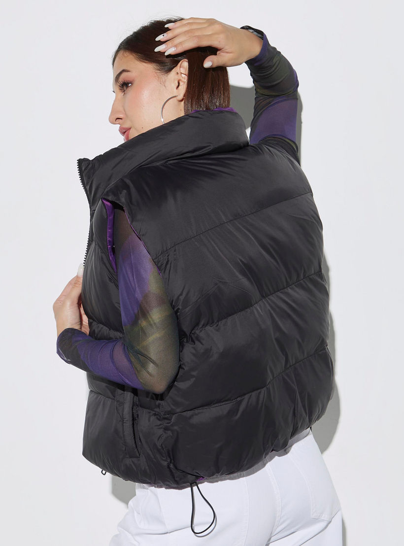 Quilted Sleeveless Jacket with Zip Closure and Pockets-women-winterwear-coatsandjackets-jackets-image-3