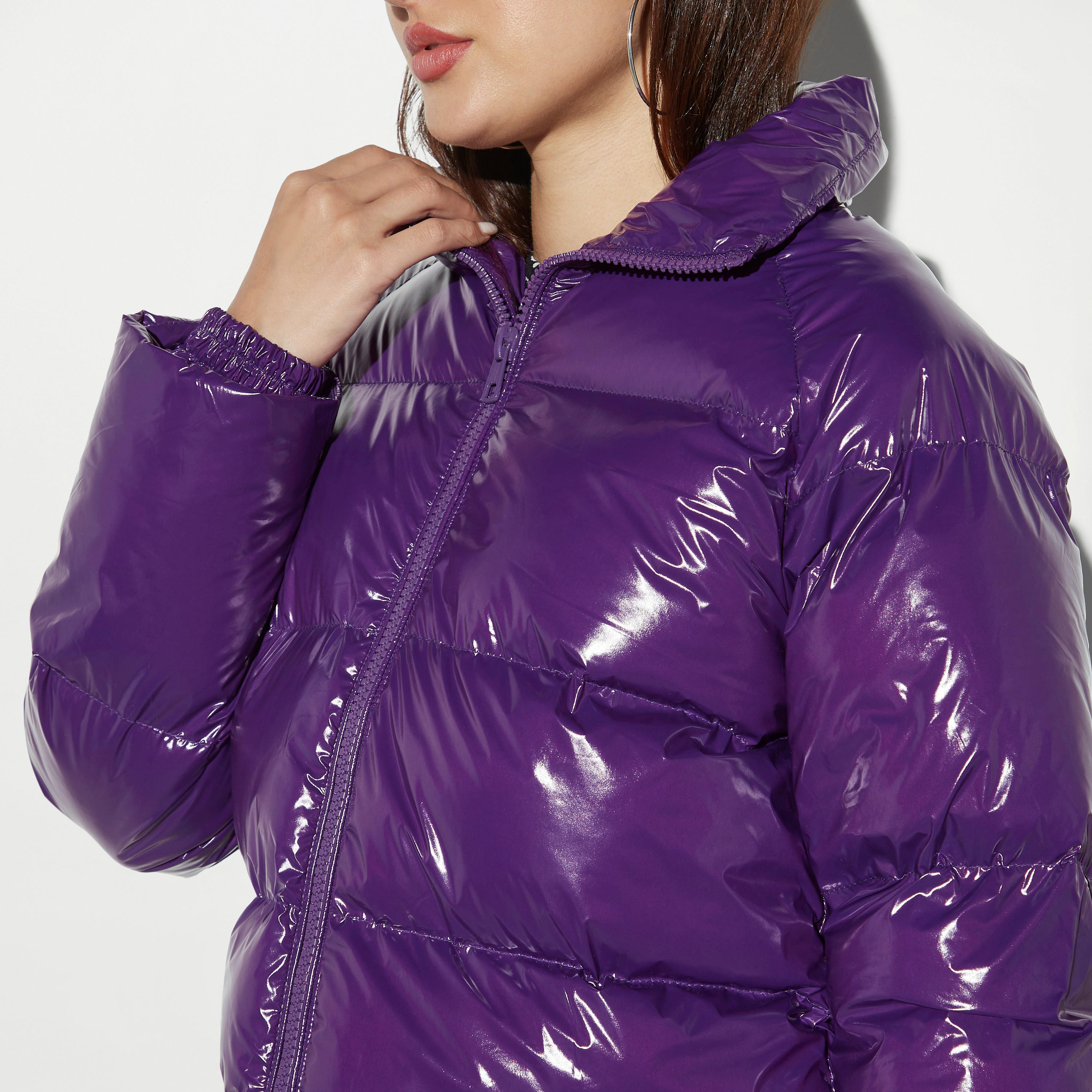 Quilted Zip Through Puffer Jacket with Long Sleeves-women-winterwear-coatsandjackets-jackets-image-4