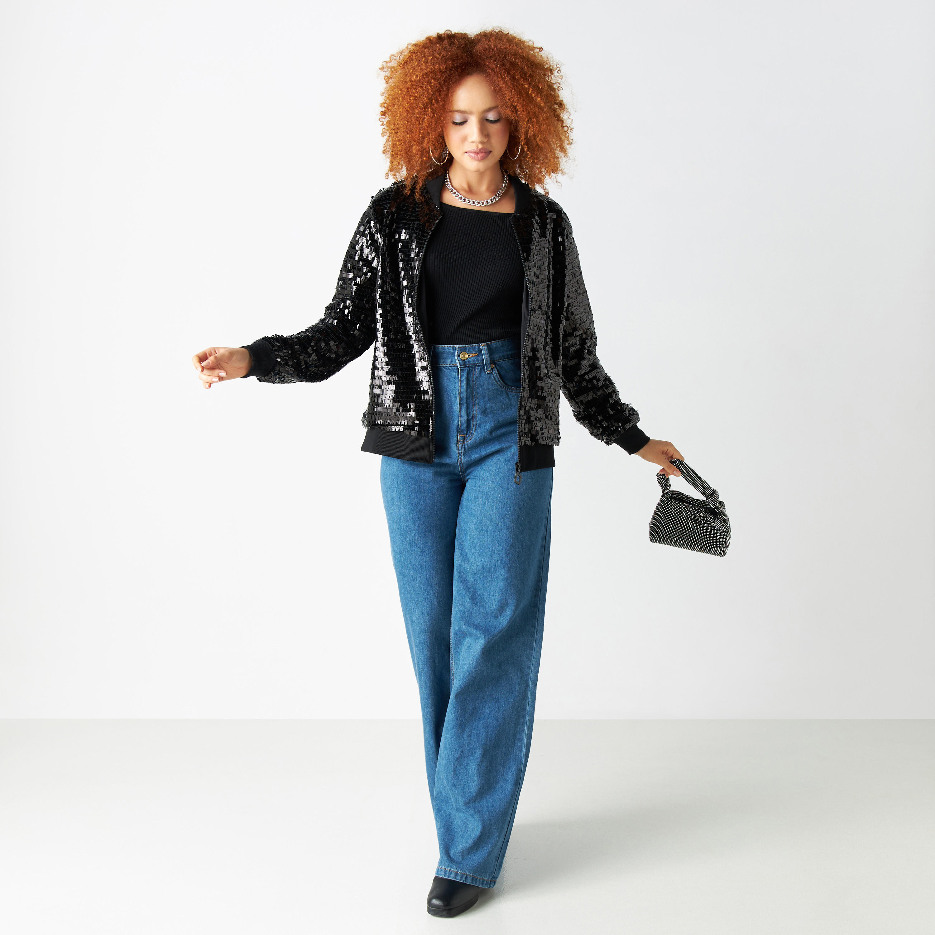 جاكيت بومبر مزيّن بأكمام طويلة وسحّاب-women-winterwear-coatsandjackets-jackets-image-2