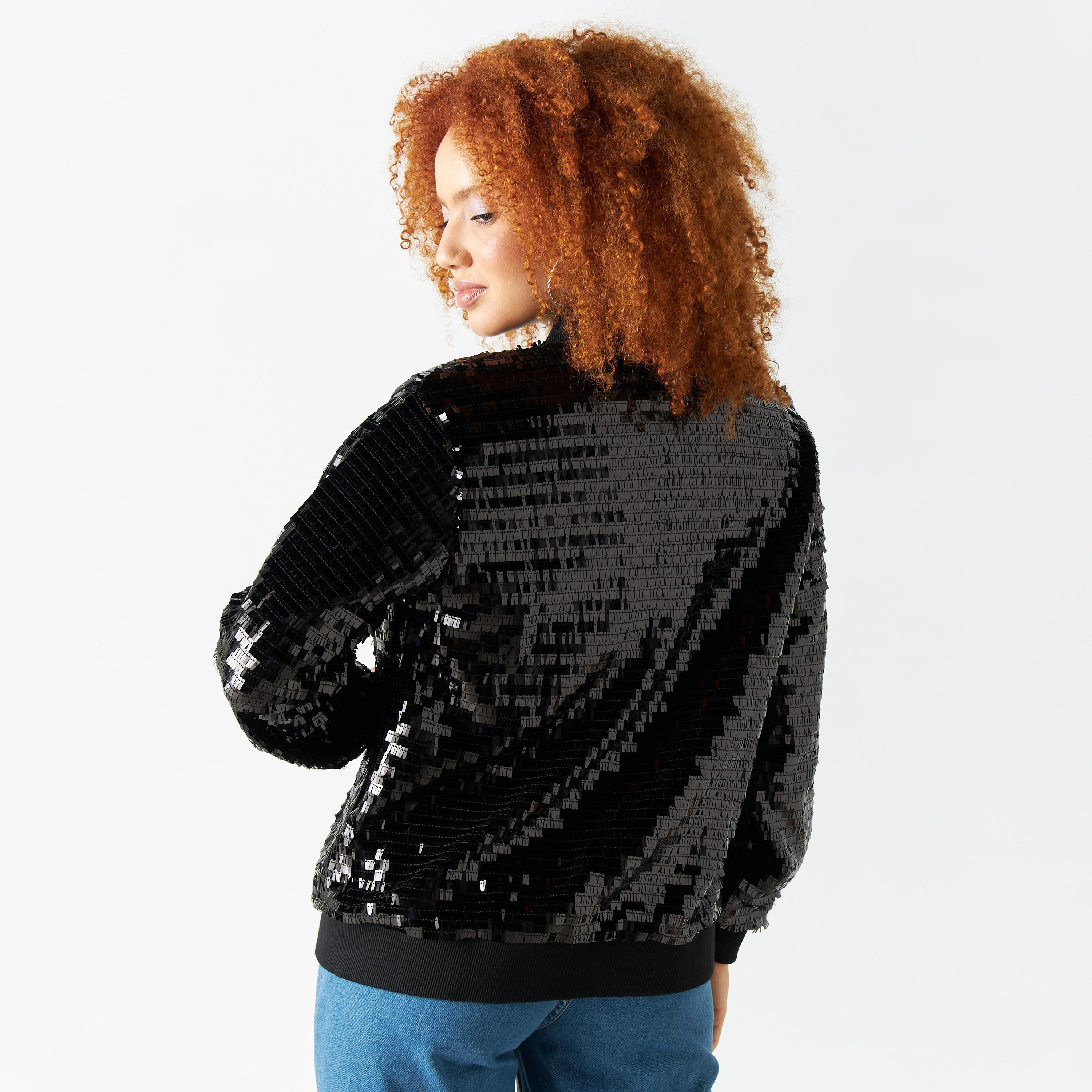 جاكيت بومبر مزيّن بأكمام طويلة وسحّاب-women-winterwear-coatsandjackets-jackets-image-3