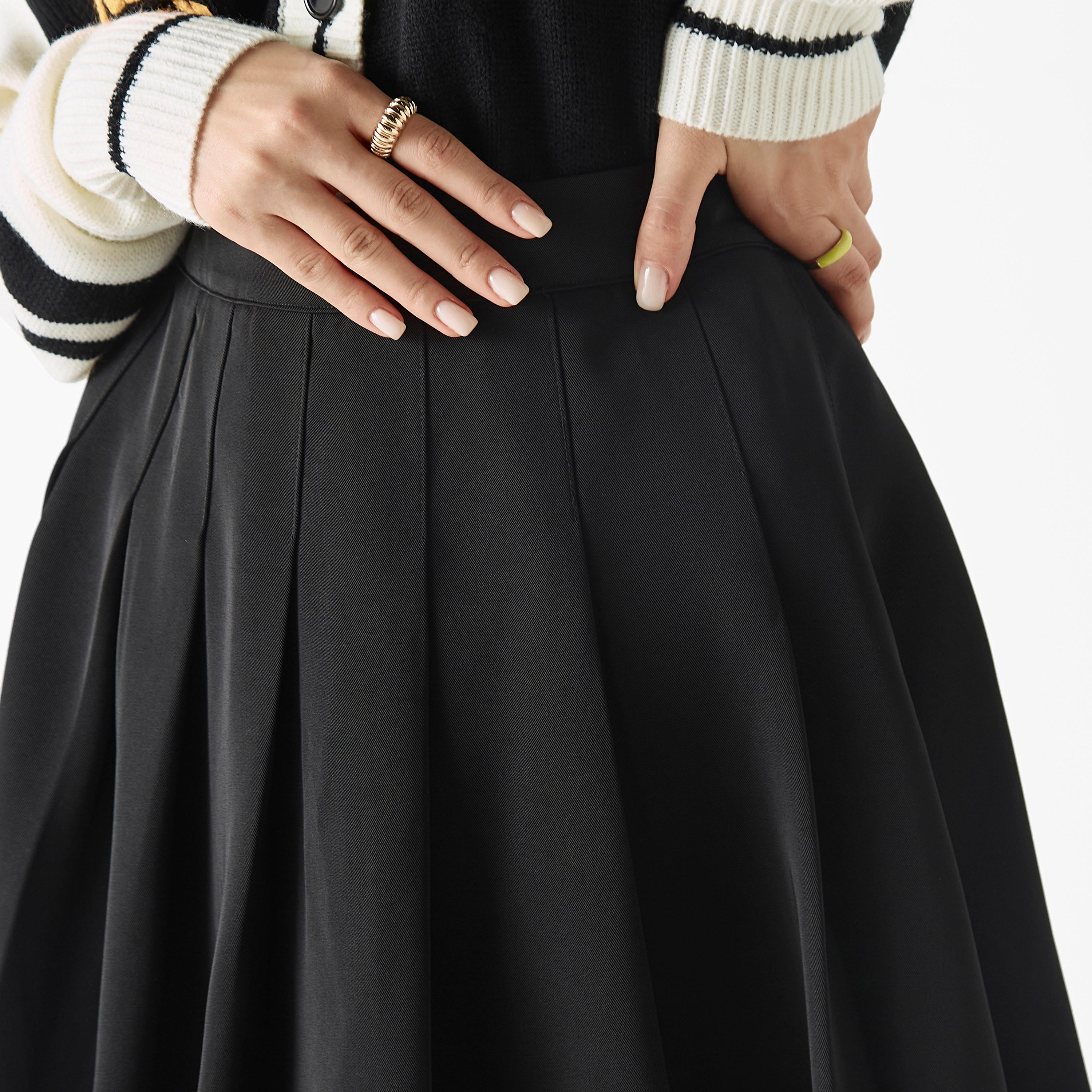 Solid Mini Skater Skirt with Elasticised Waistband-women-clothing-bottoms-skirts-image-4
