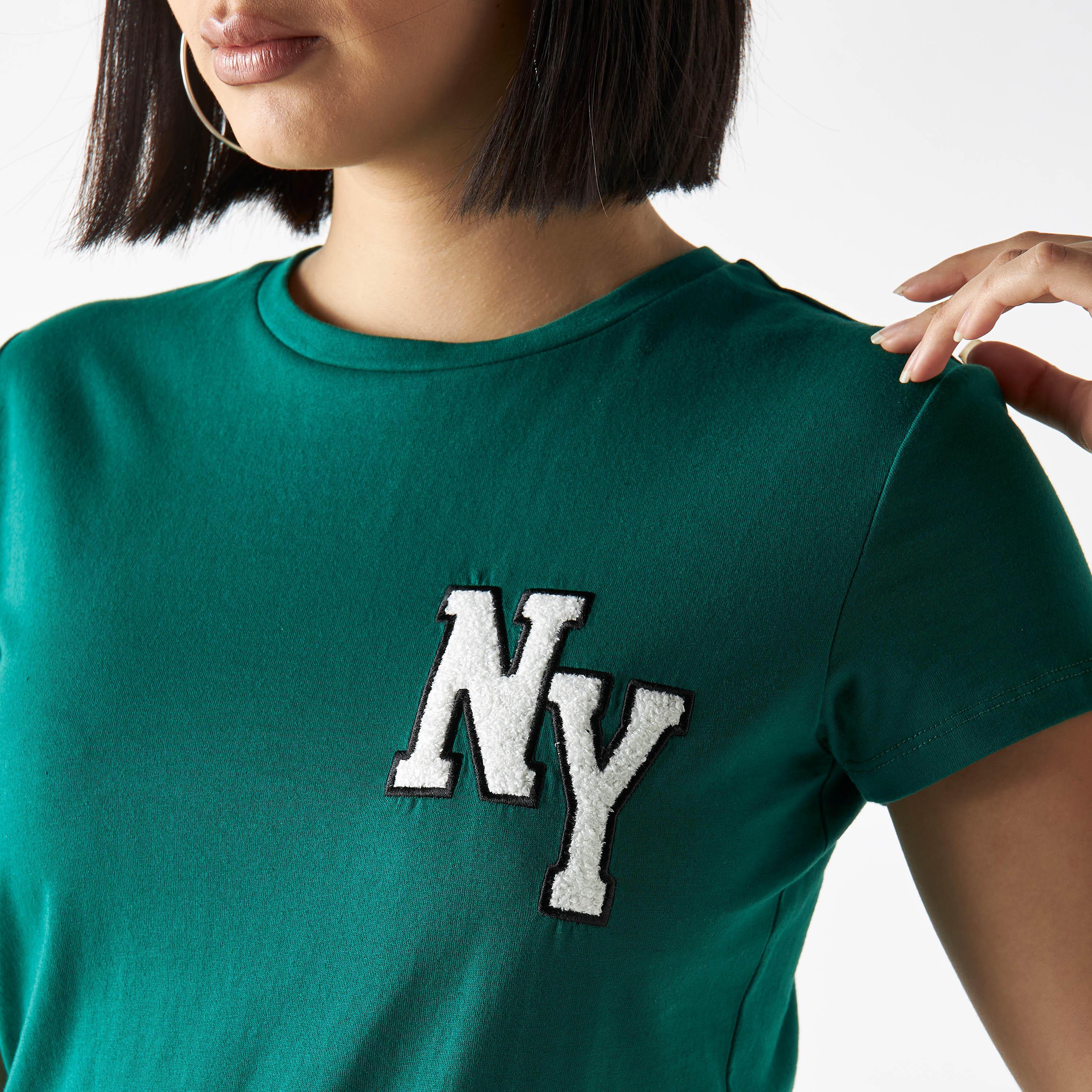 Embroidered Crew Neck T-shirt with Cap Sleeves-women-clothing-tshirts-image-4