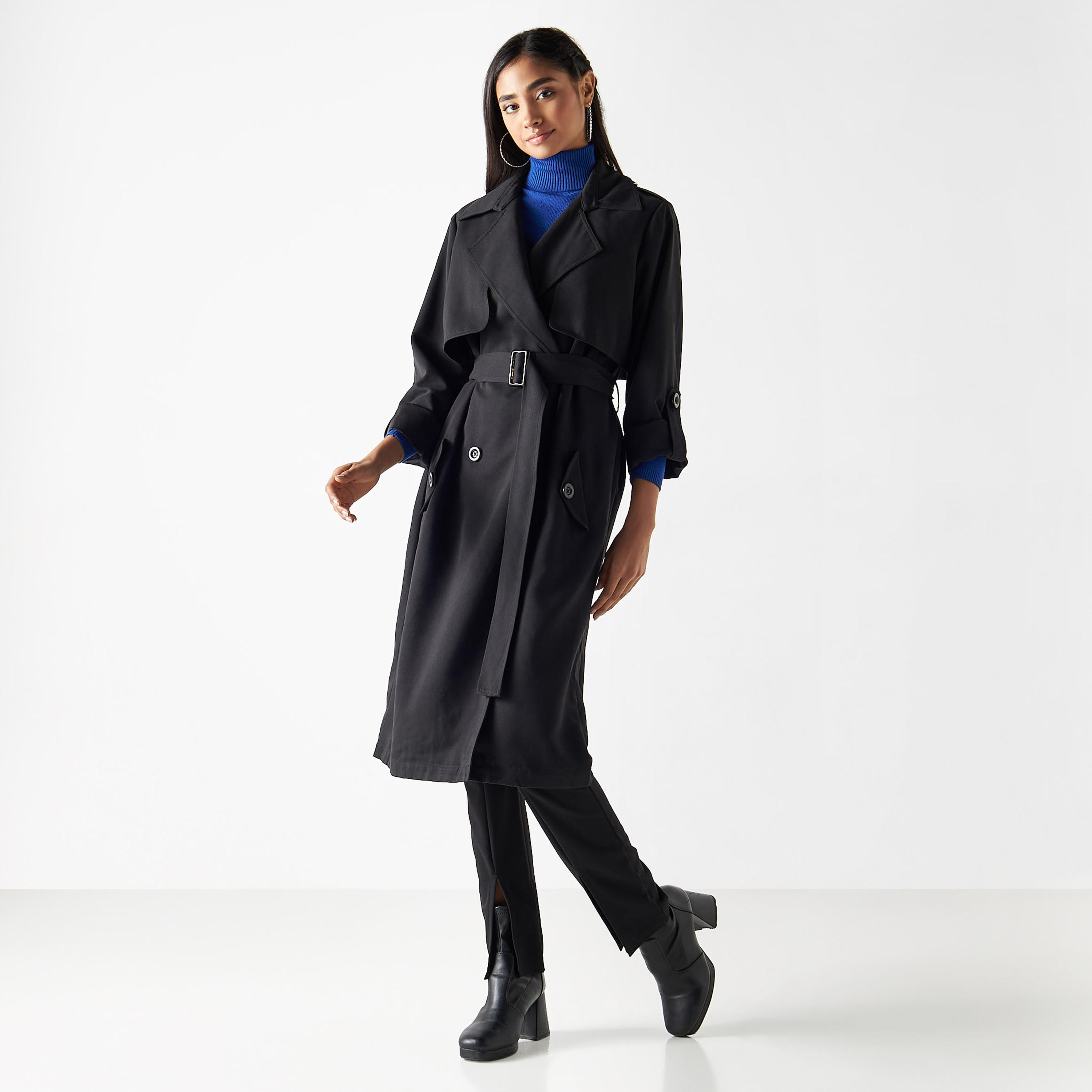 معطف سادة بحزام وجيوب-women-clothing-coatsandjackets-coats-image-2