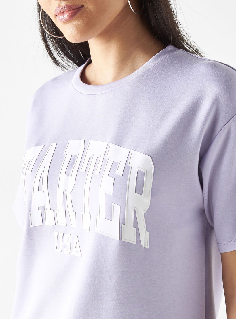 تيشيرت بياقة ضيقة وأكمام قصيرة وطبعات-women-clothing-tshirts-image-1