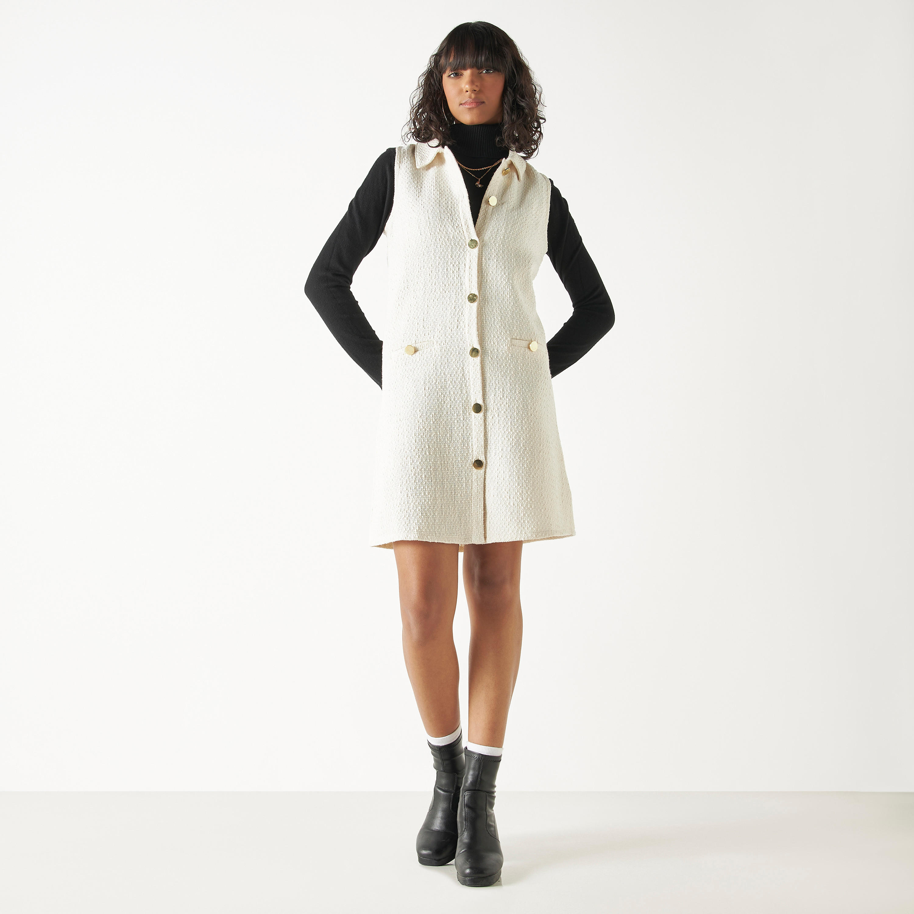 فستان قميص دون أكمام مزخرف بأزرار-women-clothing-dresses-image-2