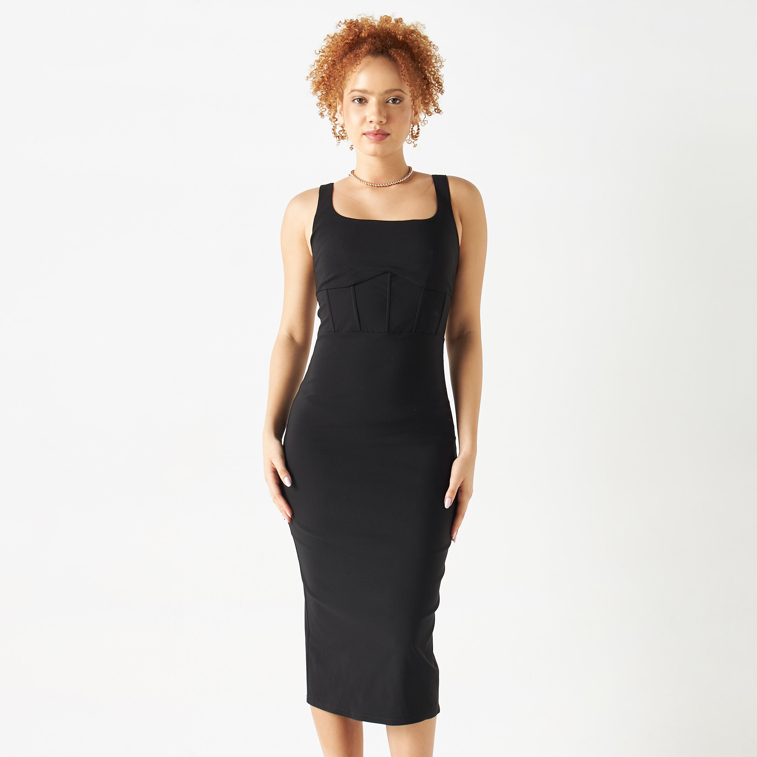Solid Bodycon Shop Solid Sleeveless Bodycon Dress with Slit Detail Online | Splash Kuwait