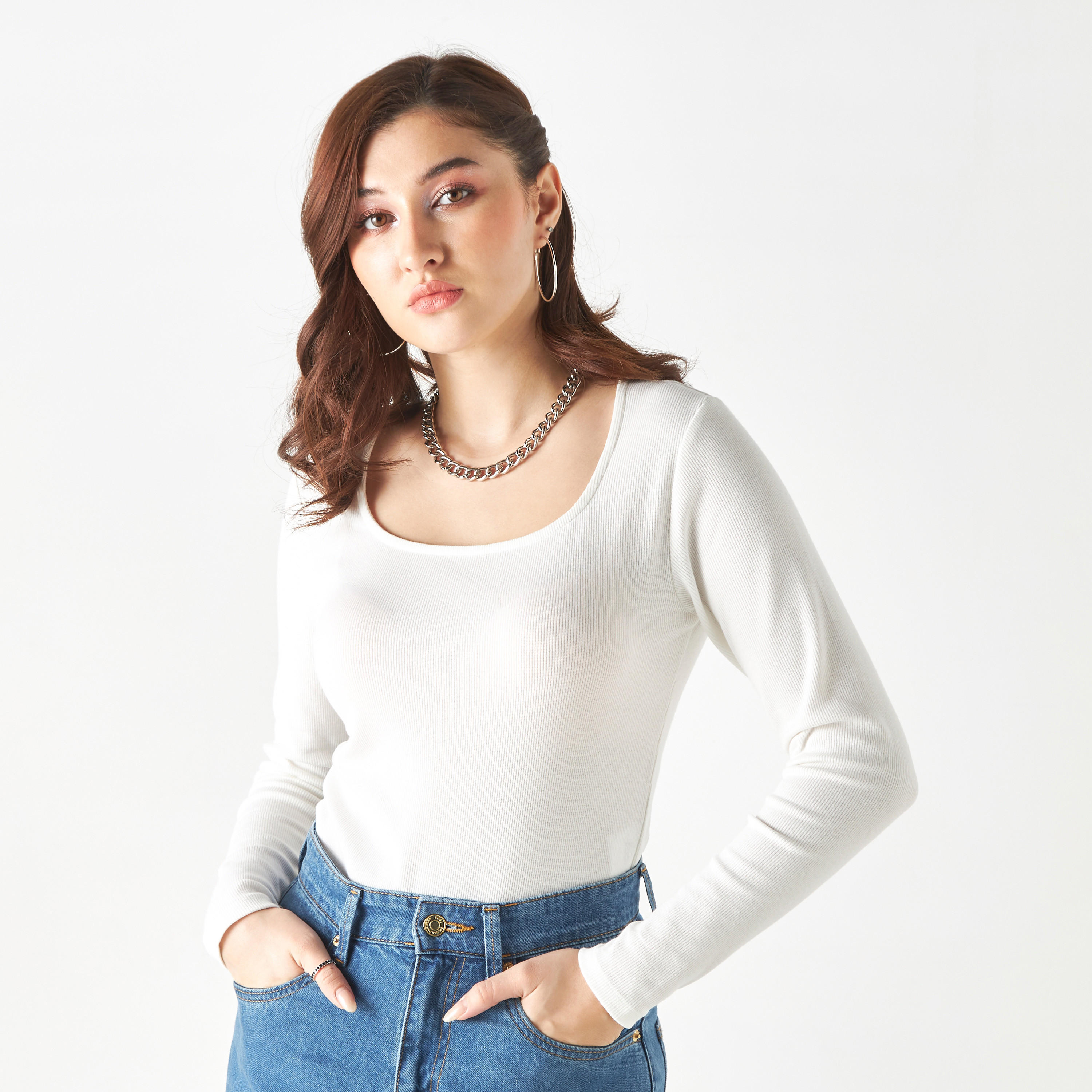 بودي سوت بياقة مربعة وأكمام طويلة-women-clothing-tshirts-image-1