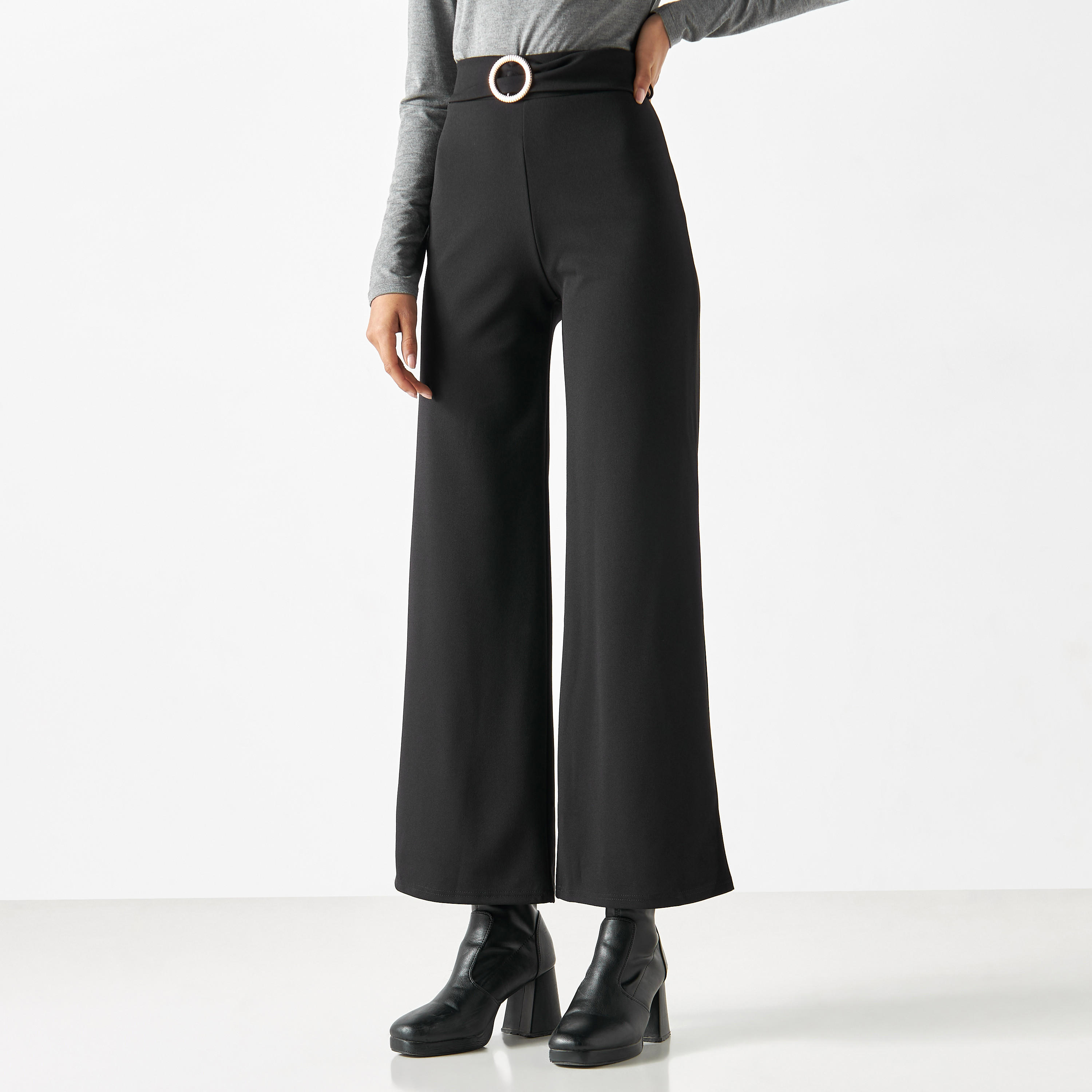 Solid Belted Wide Leg Pants-women-clothing-bottoms-trousers-image-1