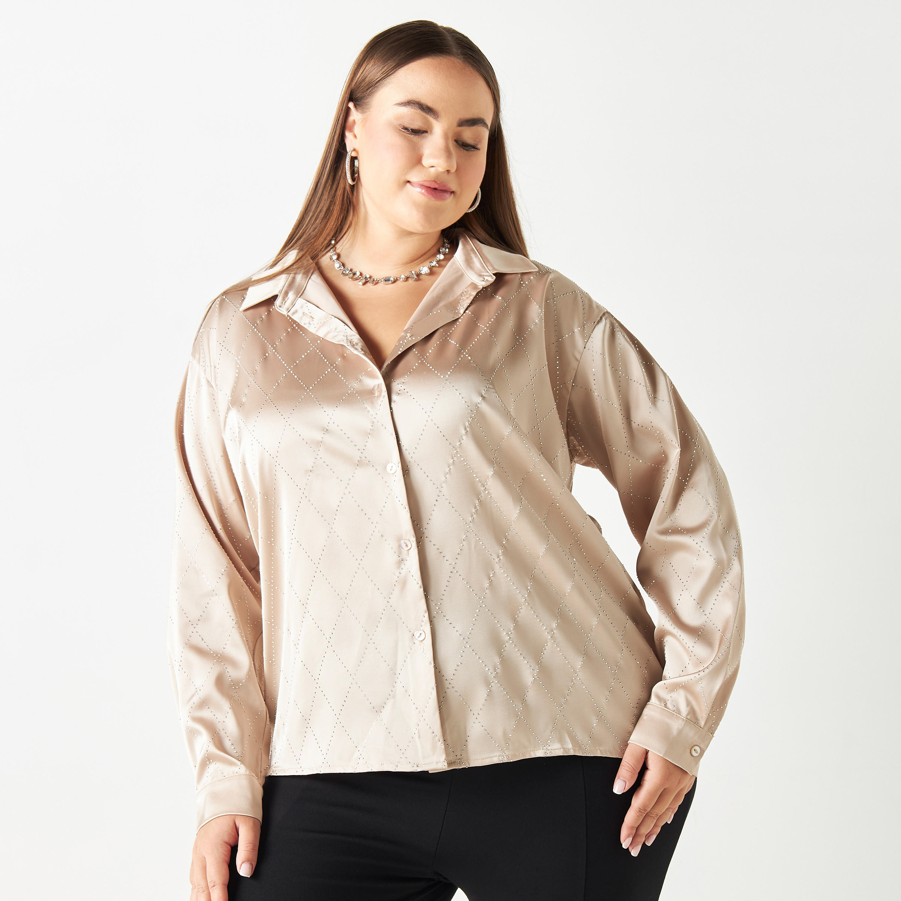 Embellished Button-Up Shirt with Long Sleeves-women-clothing-shirtsandblouses-shirts-image-2