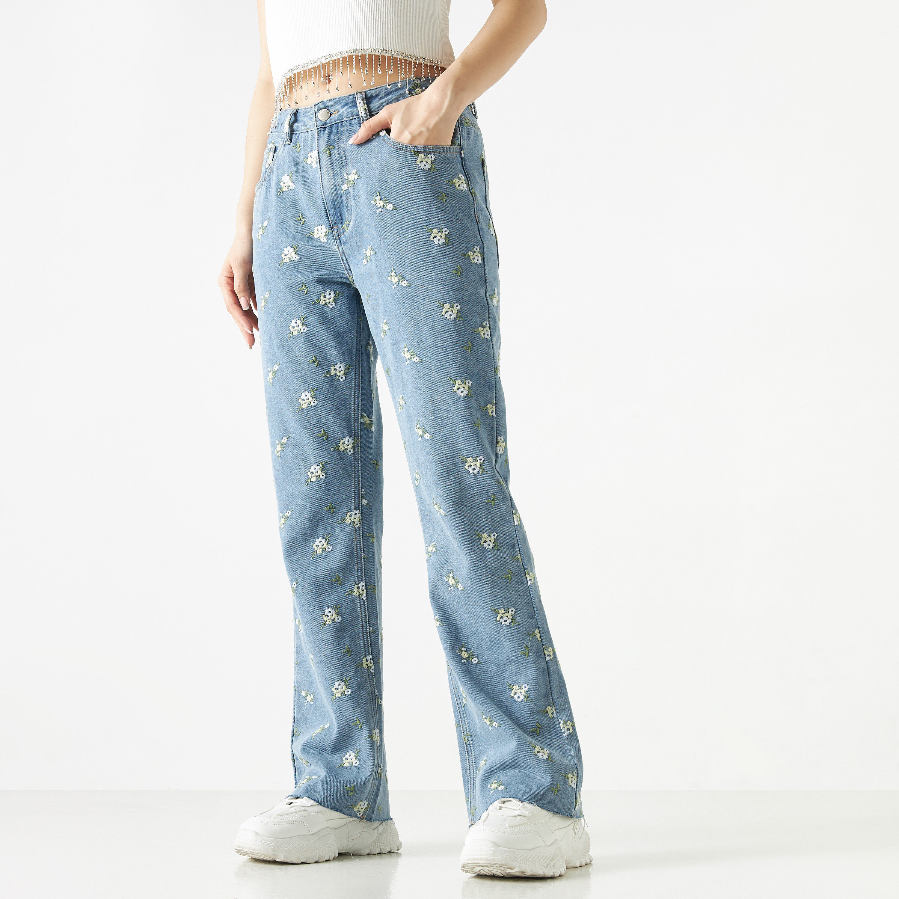 All-Over Floral Embroidered Jeans with Pockets-women-clothing-bottoms-jeans-image-1