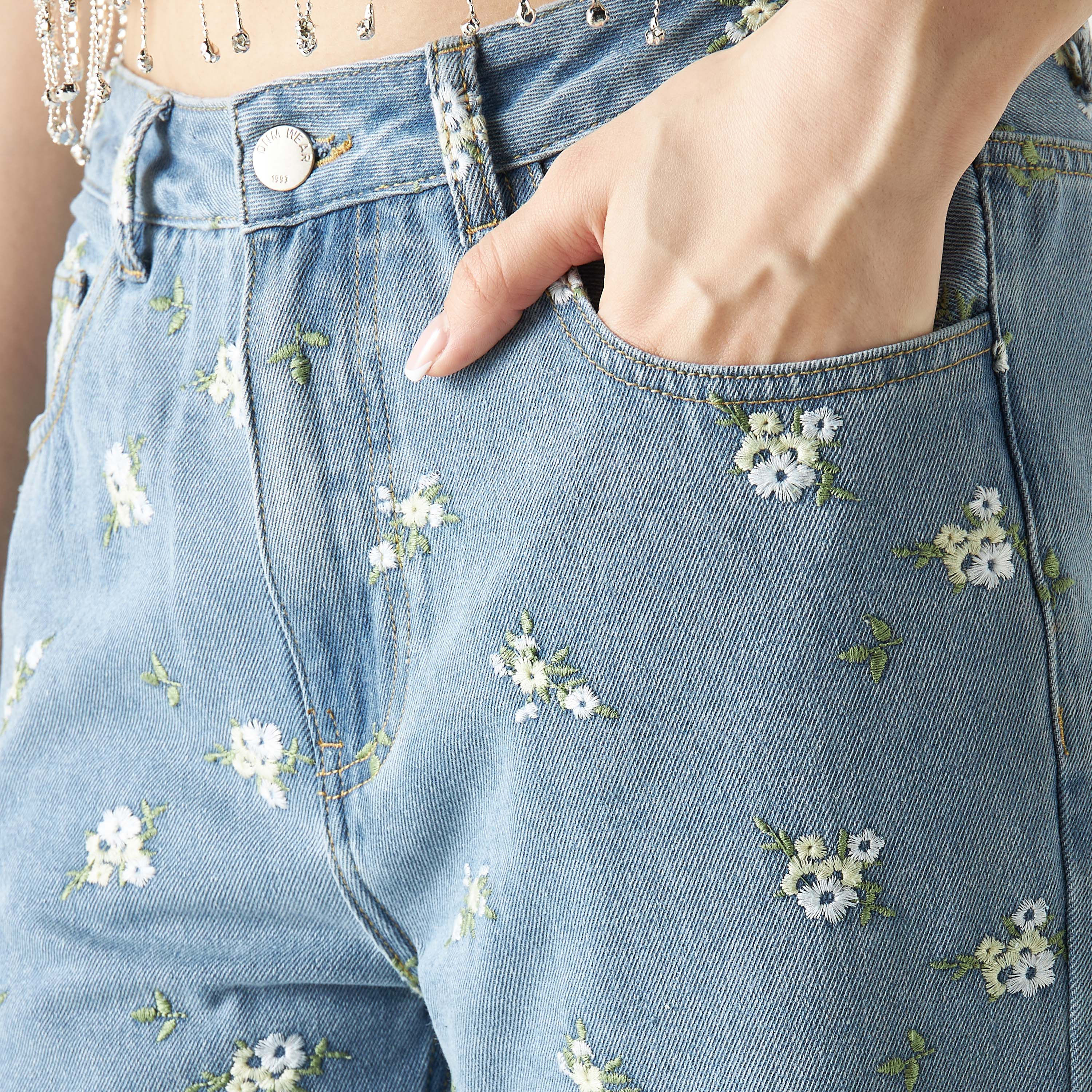 All-Over Floral Embroidered Jeans with Pockets-women-clothing-bottoms-jeans-image-4