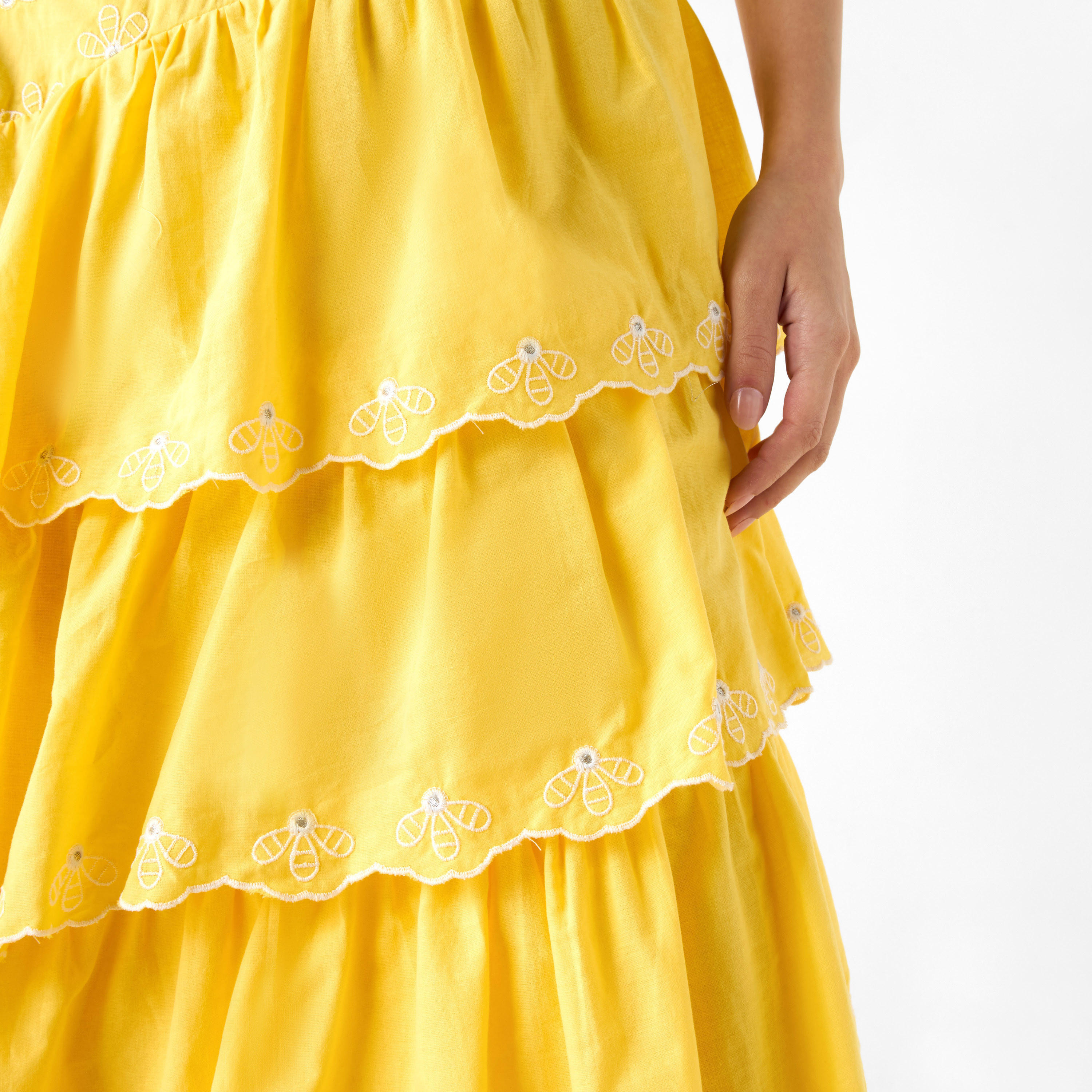 تنورة مطّرزة متعدّدة الطبقات بخصر مطاطي-women-clothing-bottoms-skirts-image-4