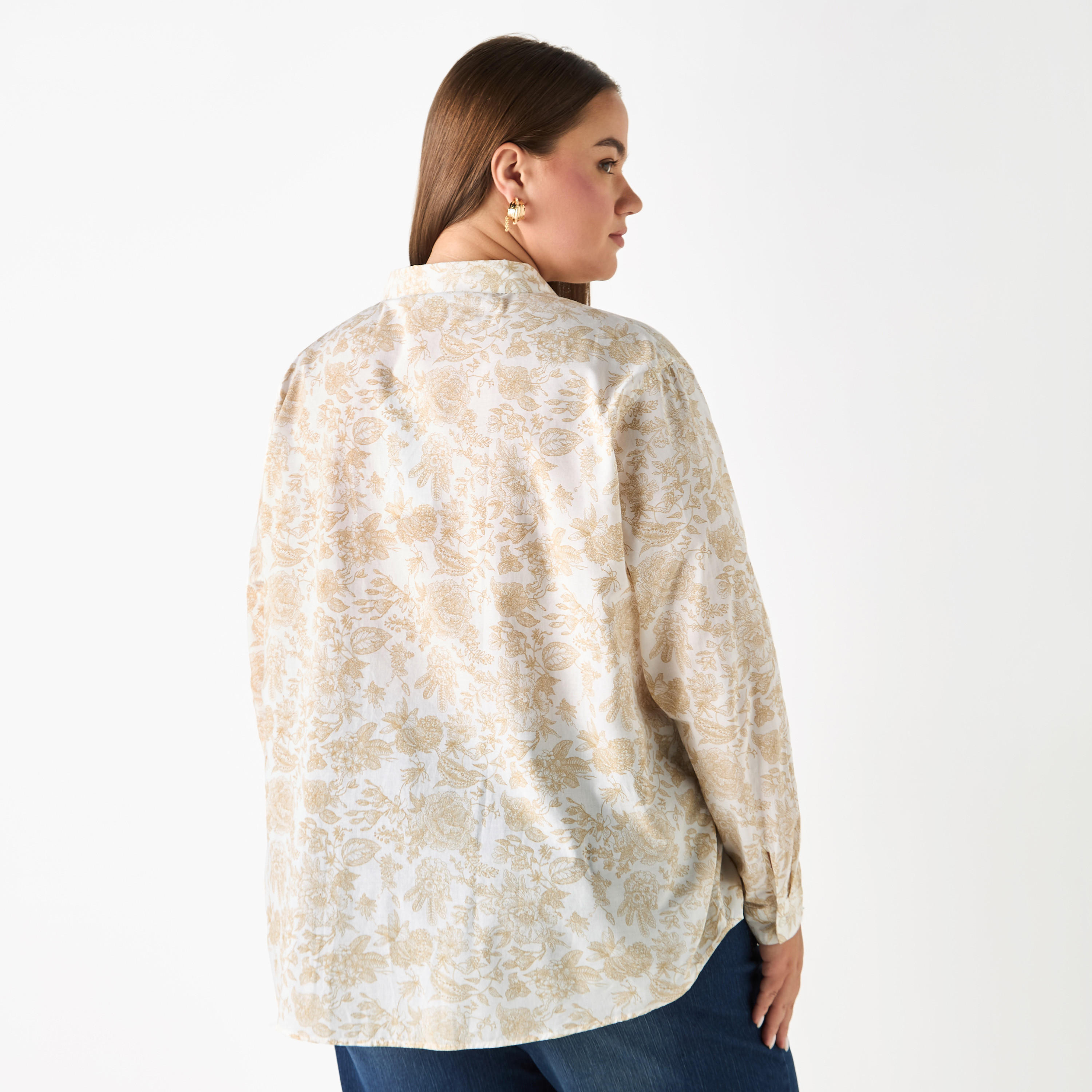 قميص بياقة عادية وأكمام طويلة وطبعات أزهار-women-clothing-shirtsandblouses-shirts-image-3