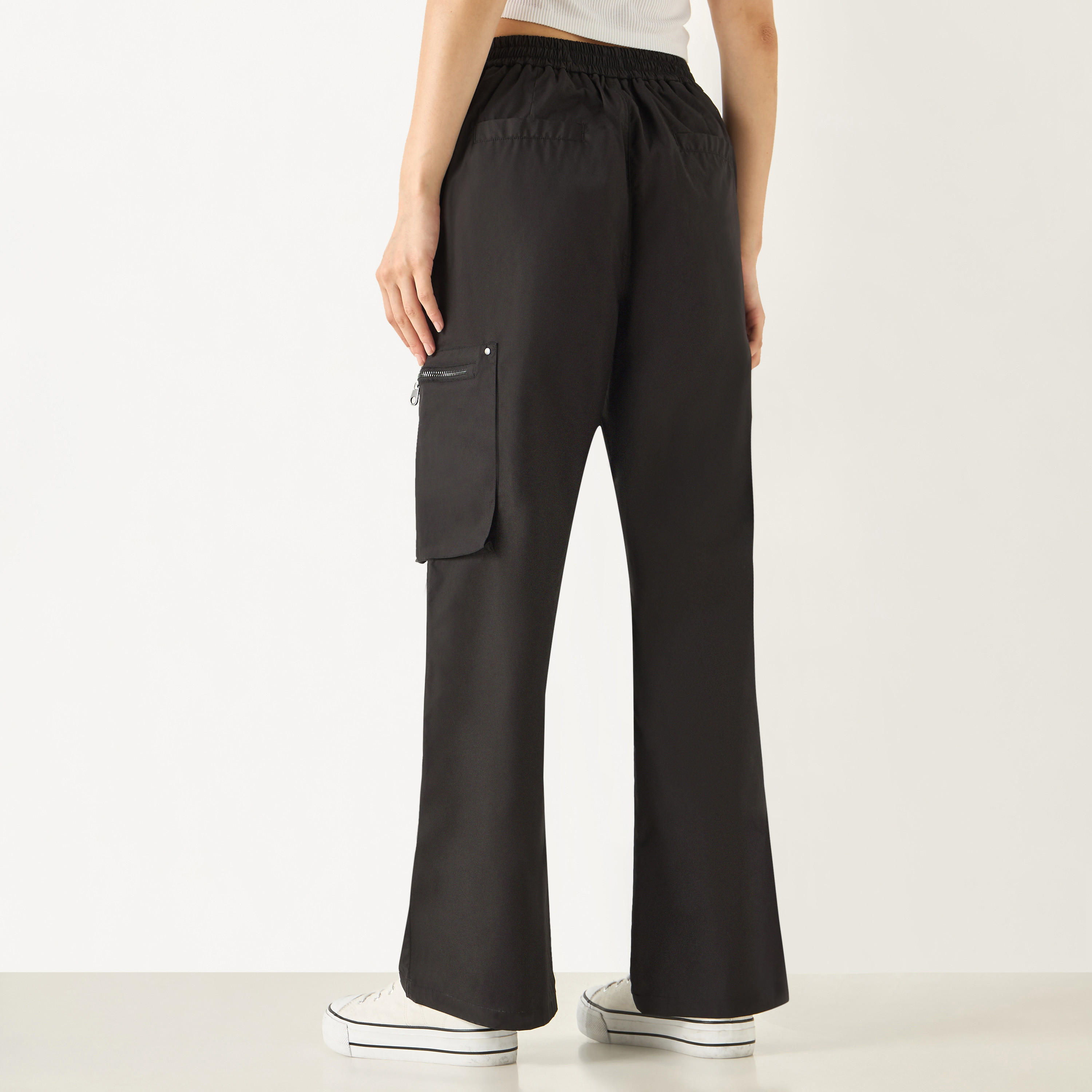 Cargo Trousers with Button Closure and Pockets-women-clothing-trousers-image-3