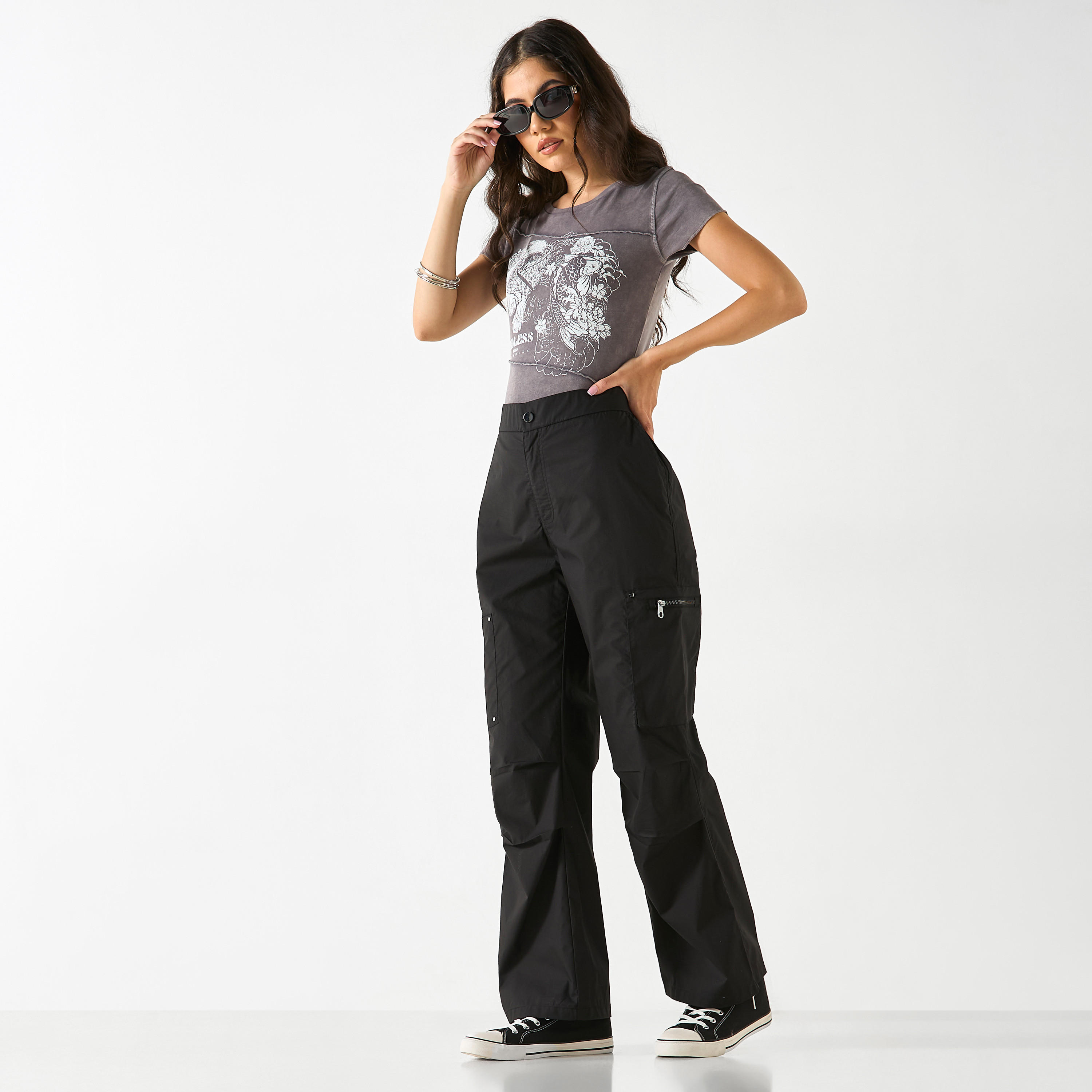 Cargo Trousers with Button Closure and Pockets-women-clothing-trousers-image-7