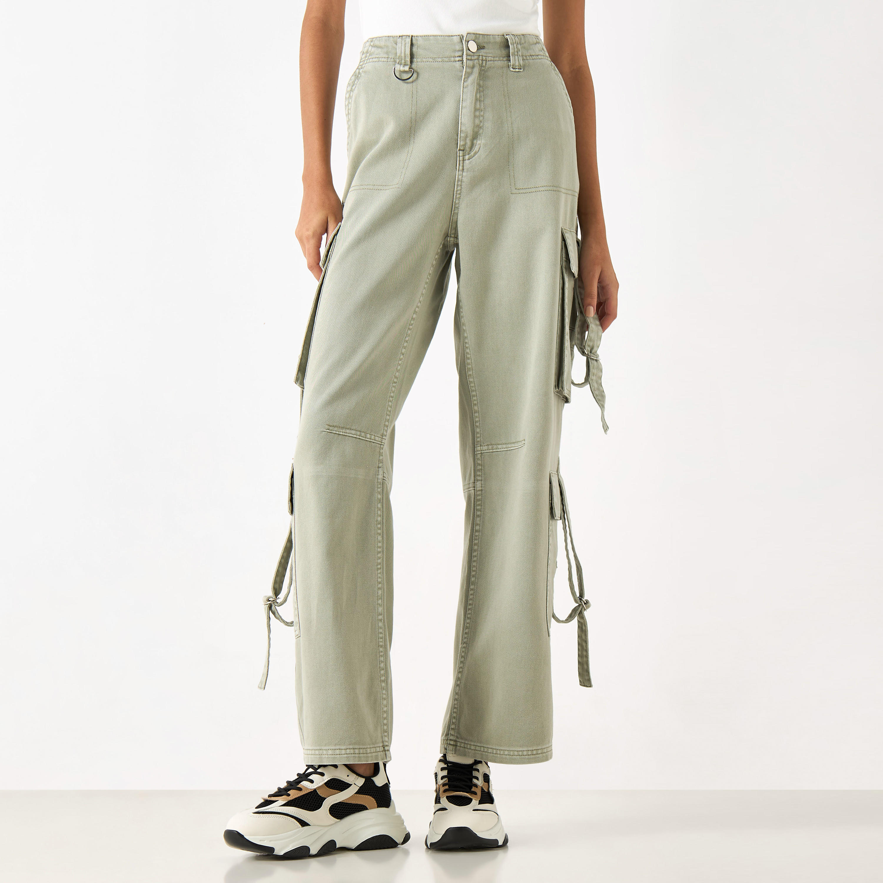 POPPY-GATHER RIBBON CARGO PANTS (KHAKI) 11/25まで poppy gather