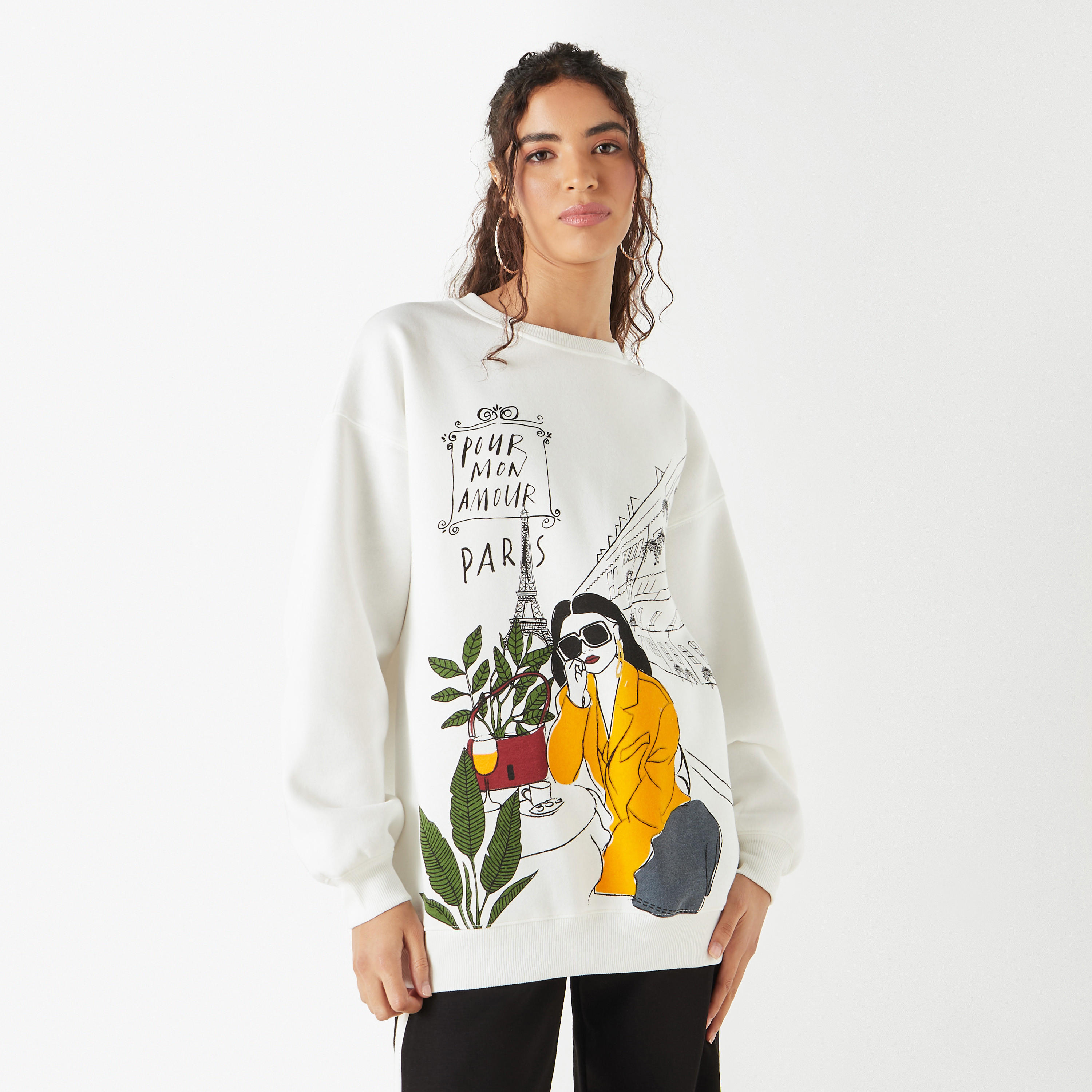 Printed Long Sleeves Sweatshirt with Crew Neck-women-winterwear-hoodiesandsweatshirts-sweatshirts-image-9