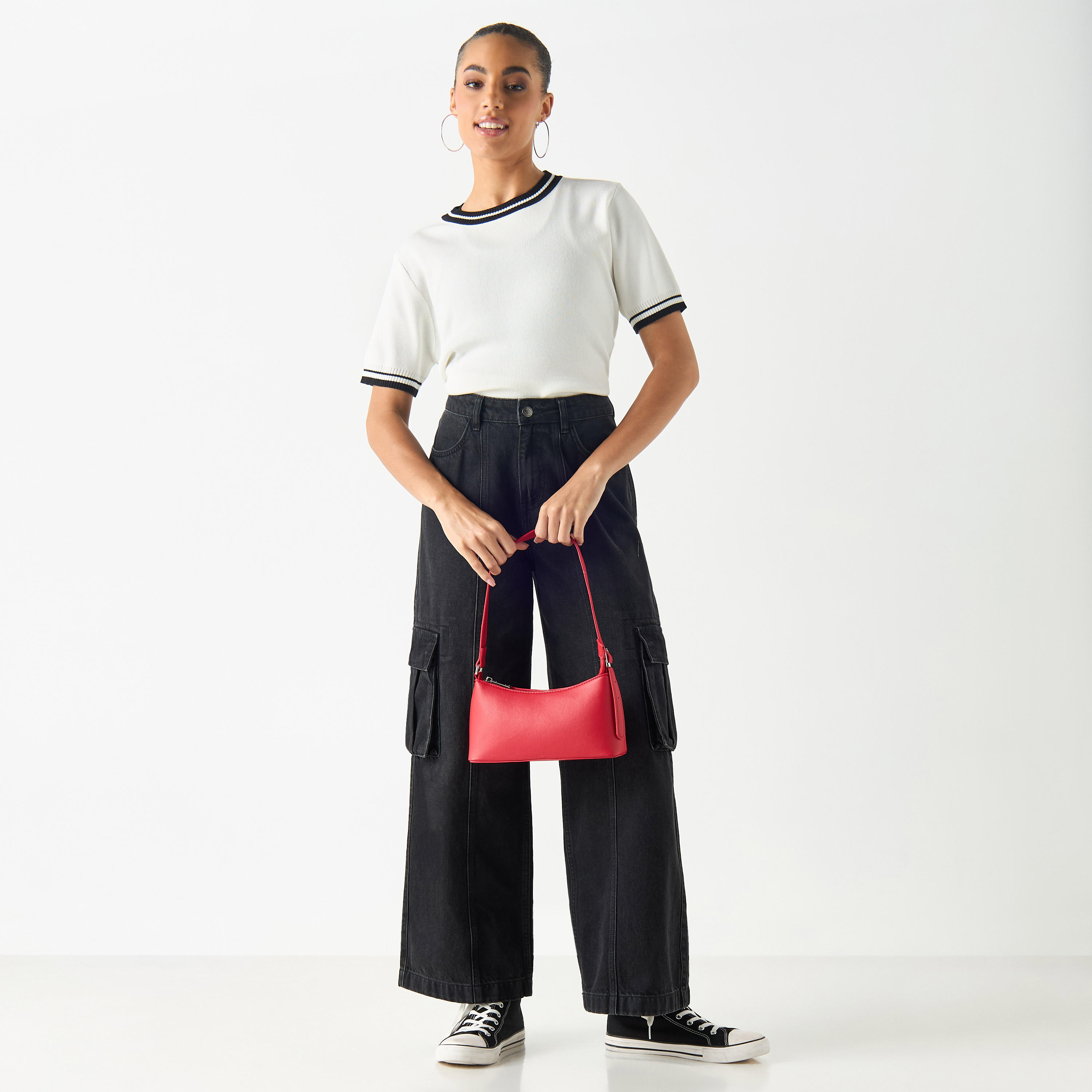 Plain Round Neck T-shirt with Short Sleeves-women-clothing-tshirts-image-2