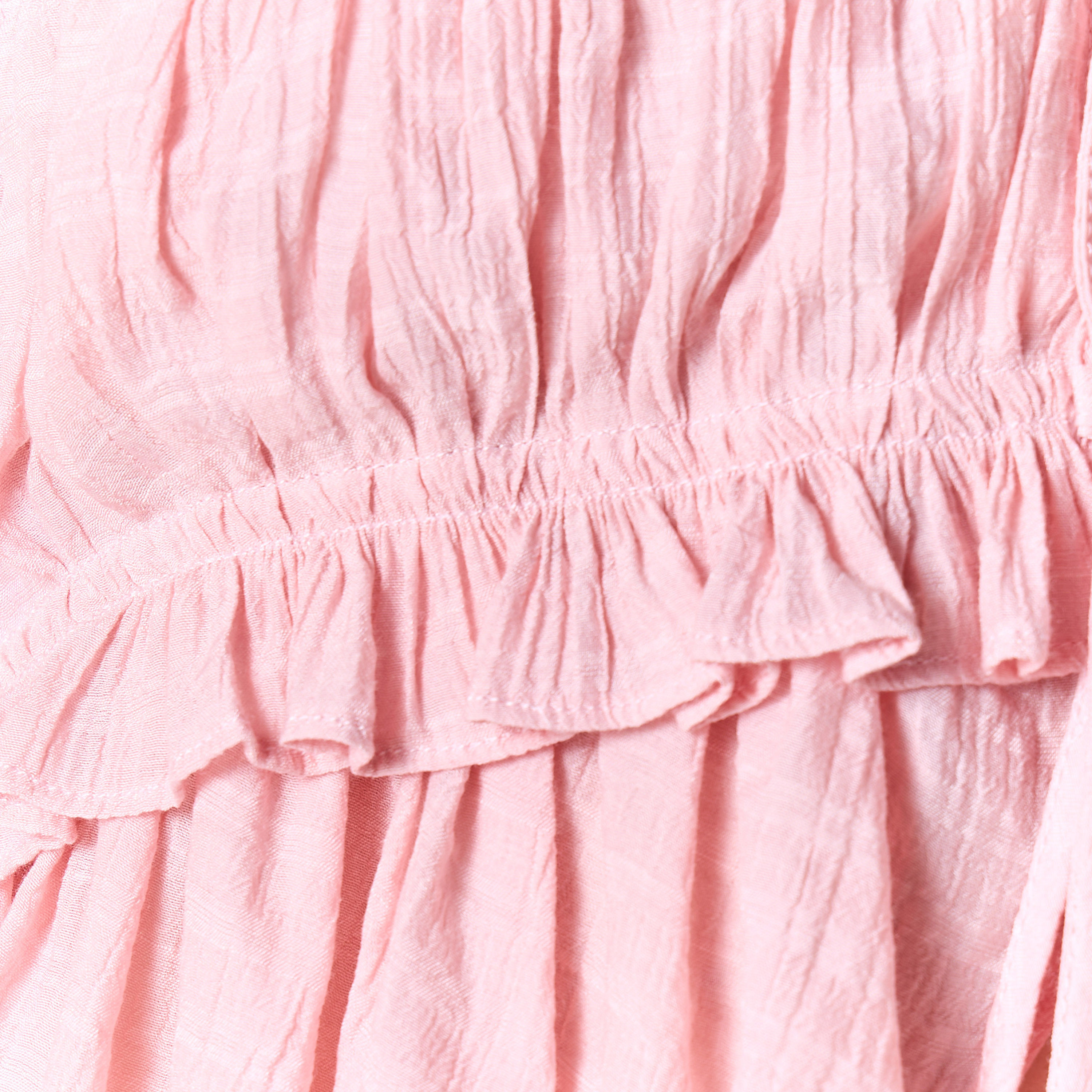 بلوزة بارزة الملمس بياقة V وتفاصيل كسرات ورباط-women-clothing-shirtsandblouses-blouses-image-13