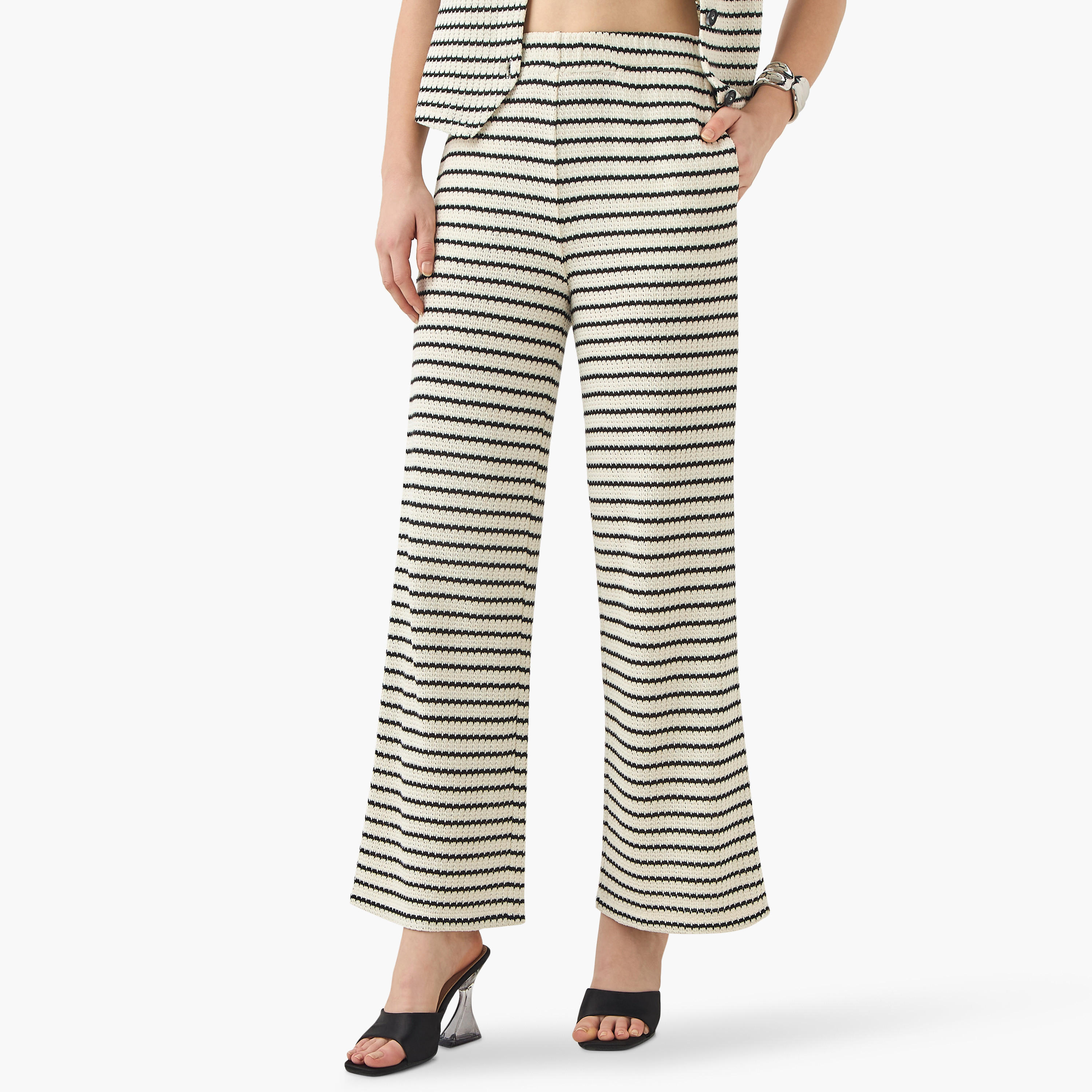 بنطلون كروشيه واسع الساقين مخطط-women-clothing-trousers-image-1