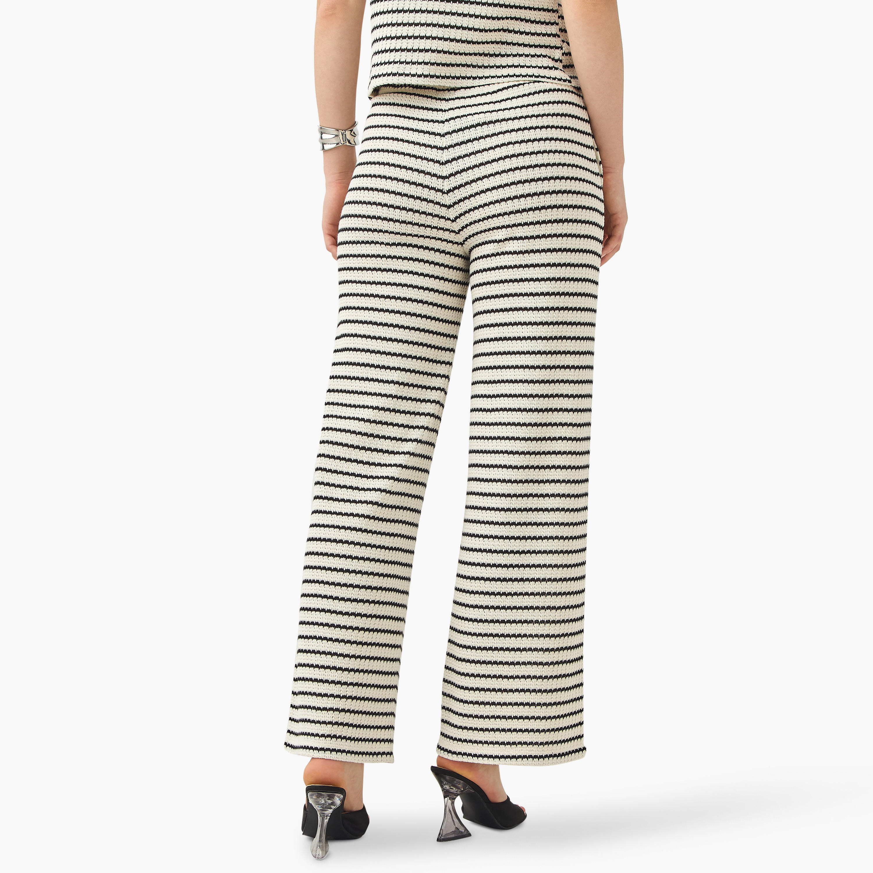 بنطلون كروشيه واسع الساقين مخطط-women-clothing-trousers-image-3