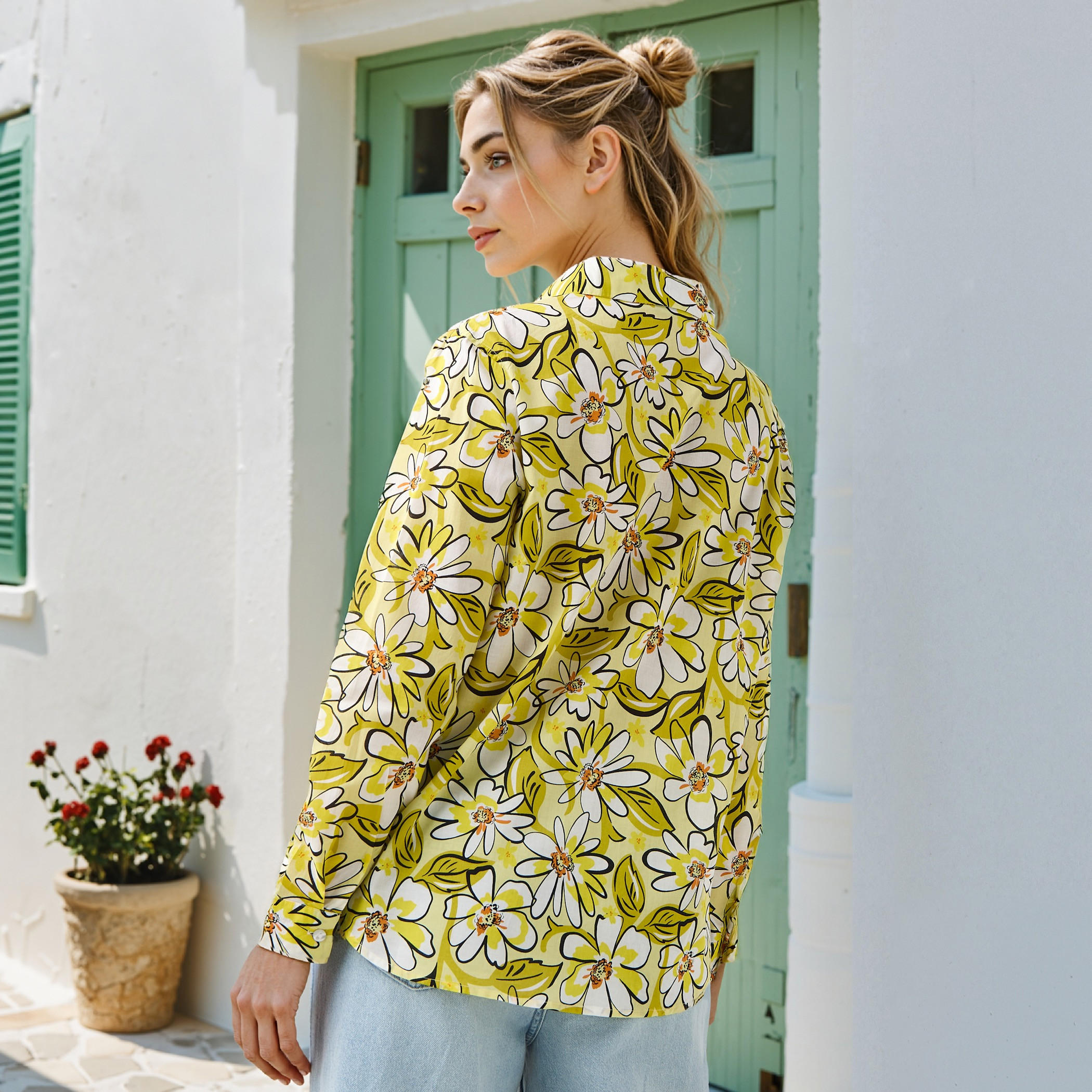Floral Print Collared Cotton Shirt-women-clothing-shirtsandblouses-shirts-image-3