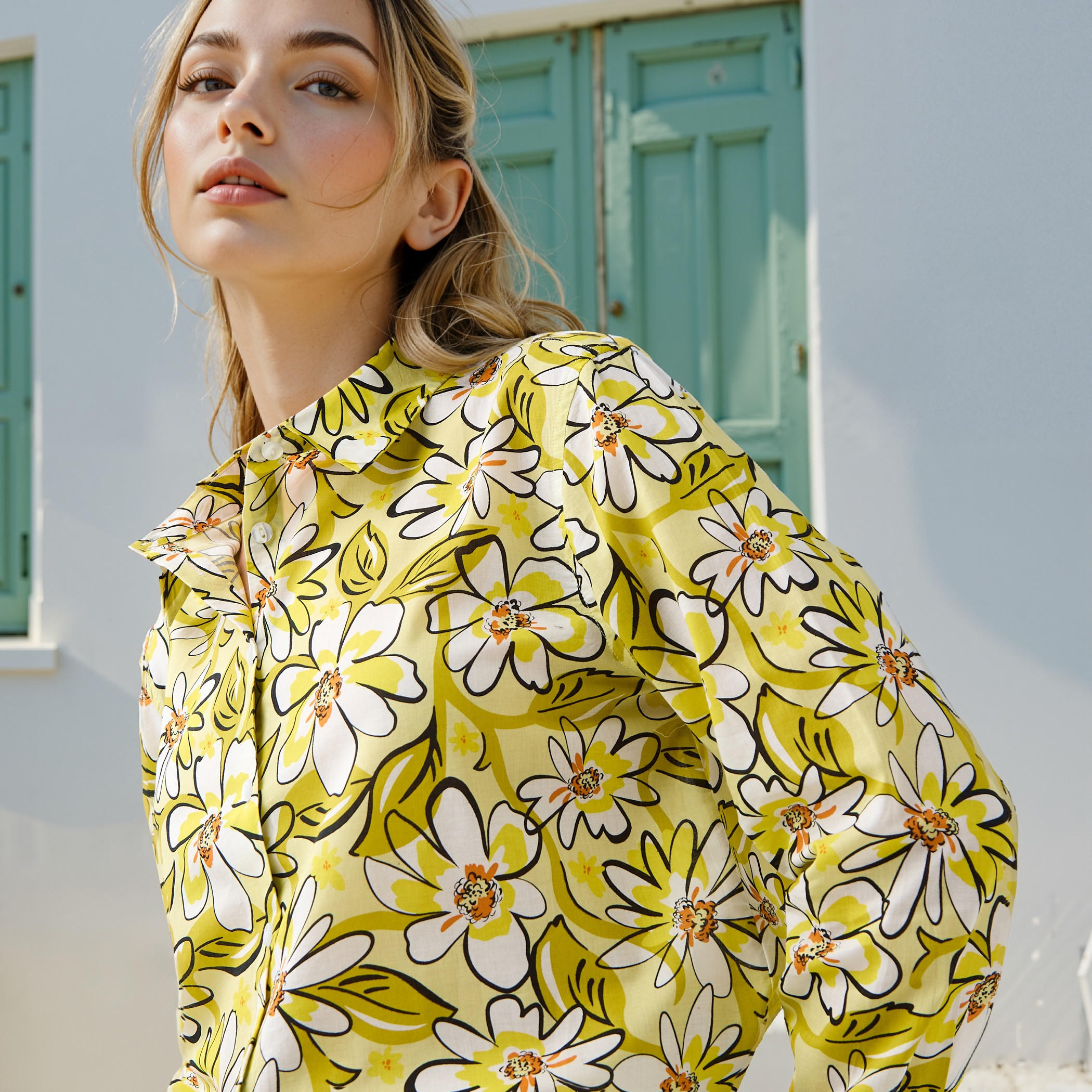 Floral Print Collared Cotton Shirt-women-clothing-shirtsandblouses-shirts-image-4