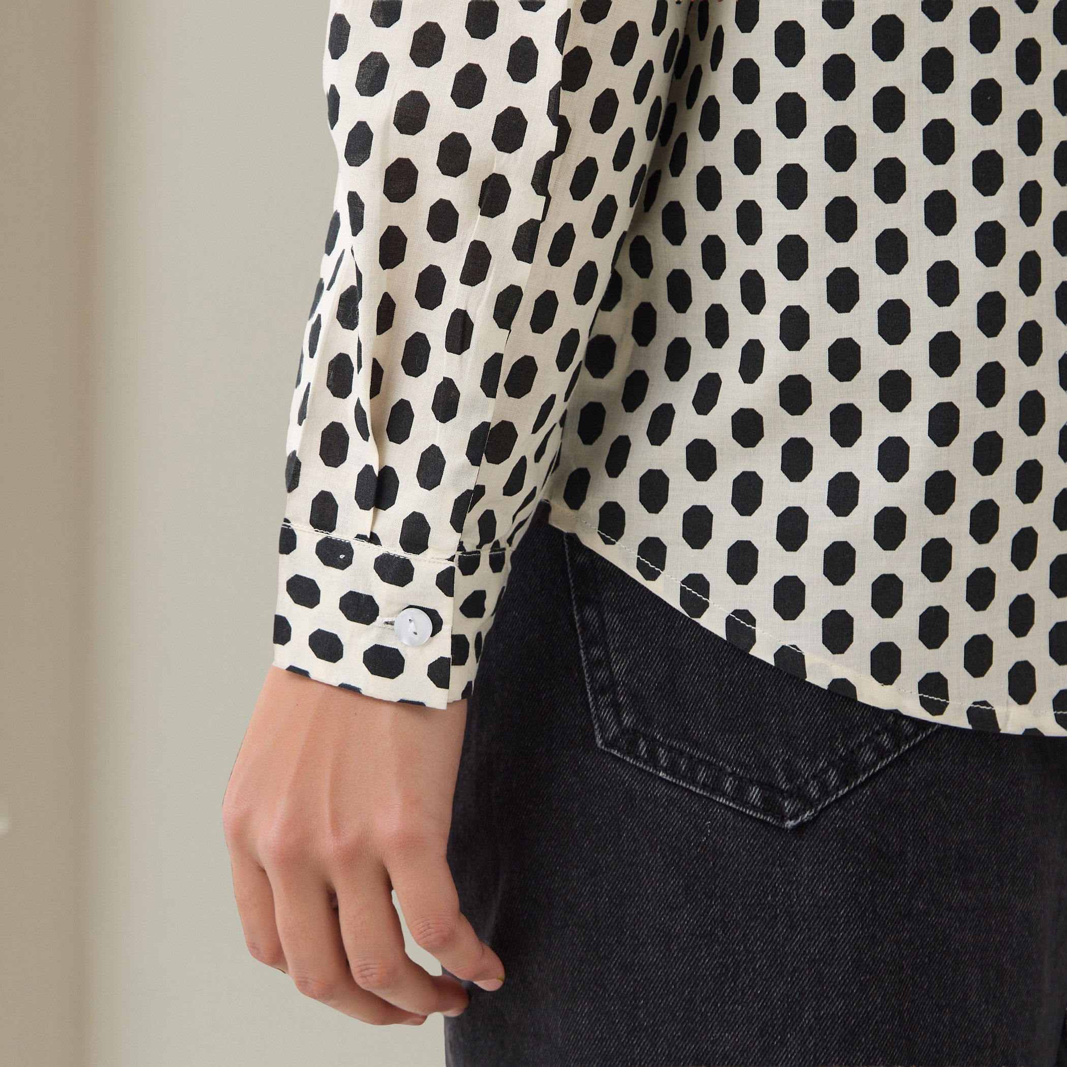 Polka Print Collared Cotton Shirt-women-clothing-shirtsandblouses-shirts-image-4