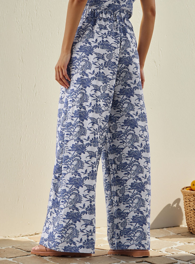 بنطلون جاكار مطبوع ومحكم بقصة مستقيمة-women-clothing-trousers-image-3