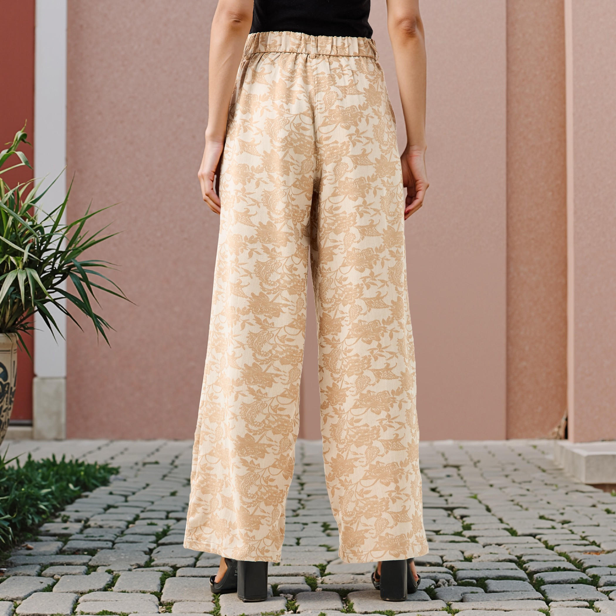 Printed Jacquard Textured Straight Fit Pants-women-clothing-coordsets-image-3
