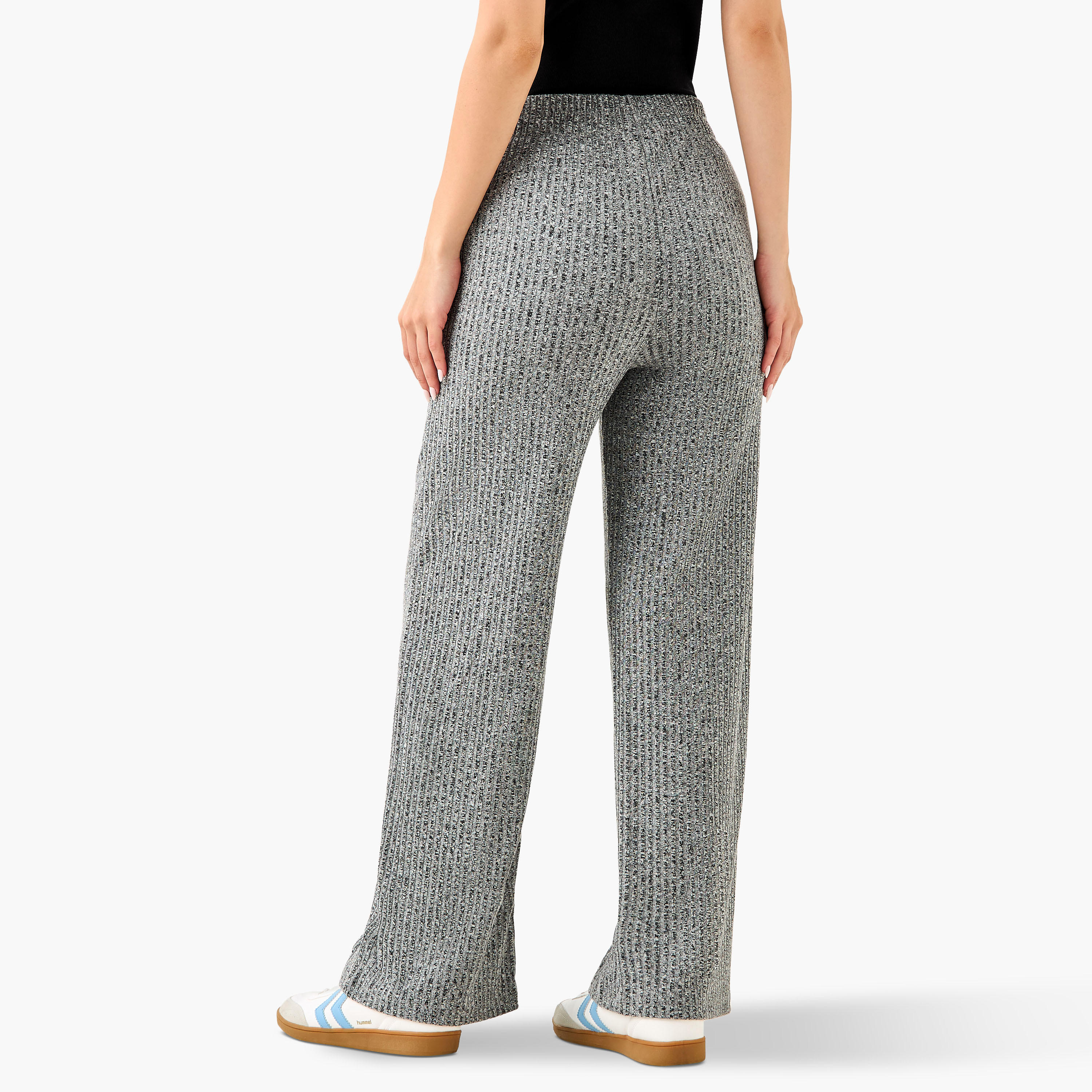 Ribbed Flexi Waist Trousers with Pockets-women-clothing-bottoms-trousers-image-3
