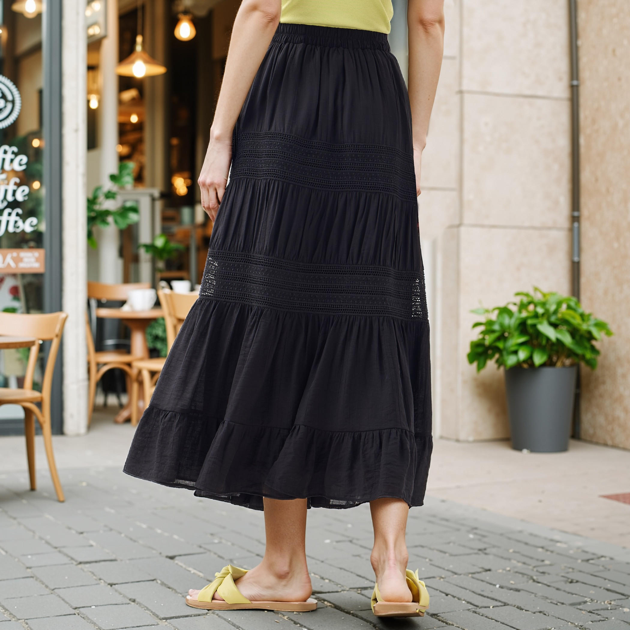 Textured Tiered Maxi Skirt with Elasticated Waistband-women-clothing-bottoms-skirts-image-3
