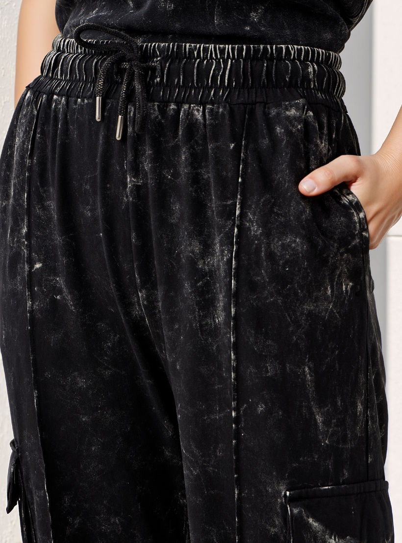 Acid Wash Cargo Joggers with Pockets-women-clothing-bottoms-joggers-image-4
